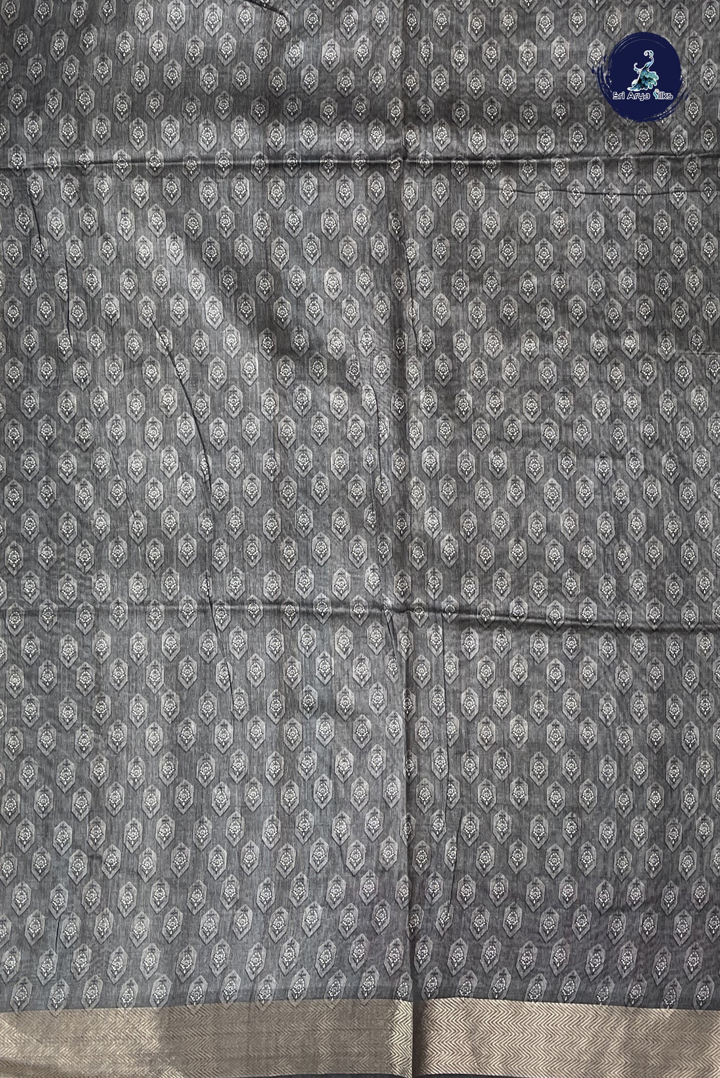 Chikku Shade Semi Chanderi Saree With Printed Pattern