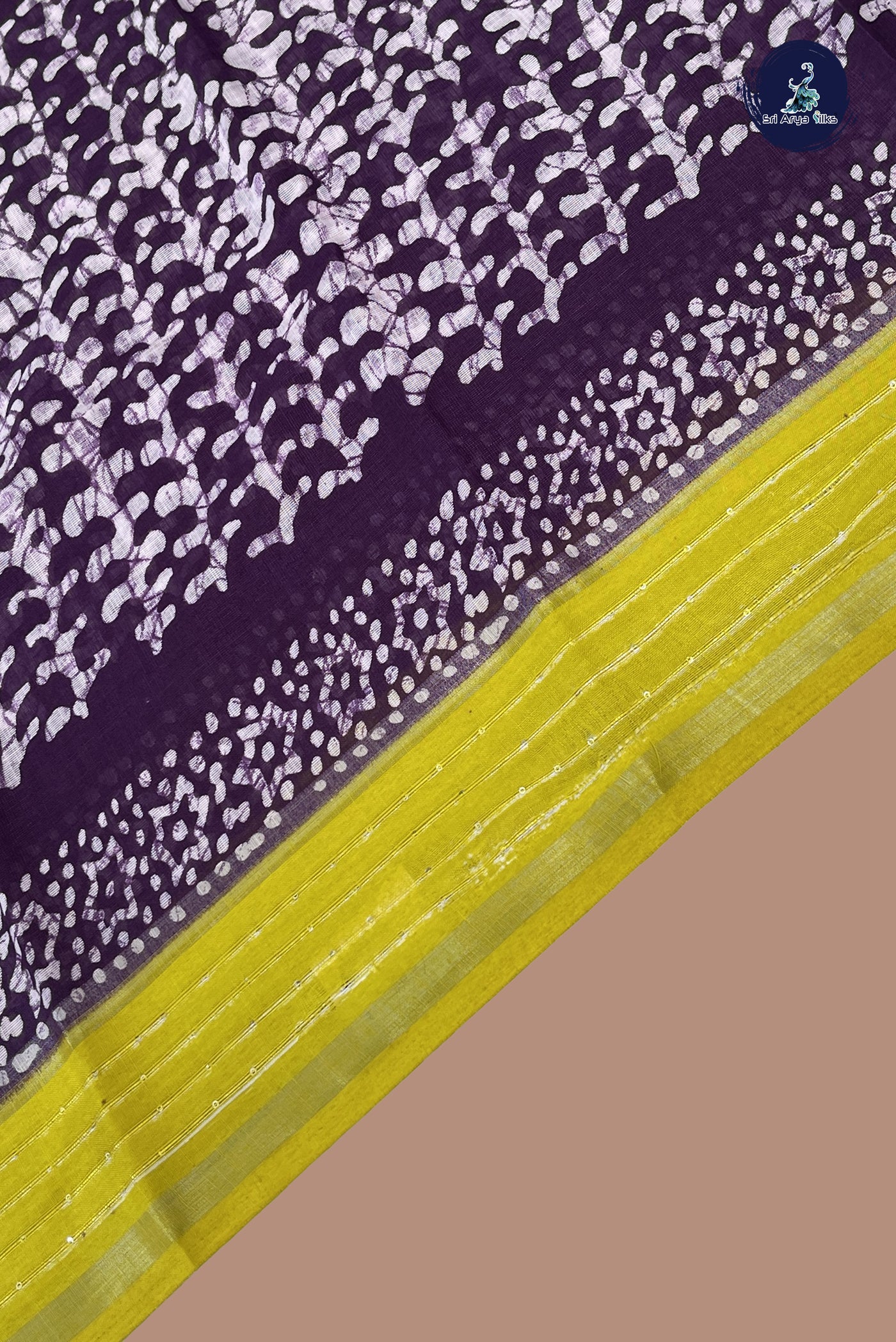 Lavender Linen Saree With Printed Pattern