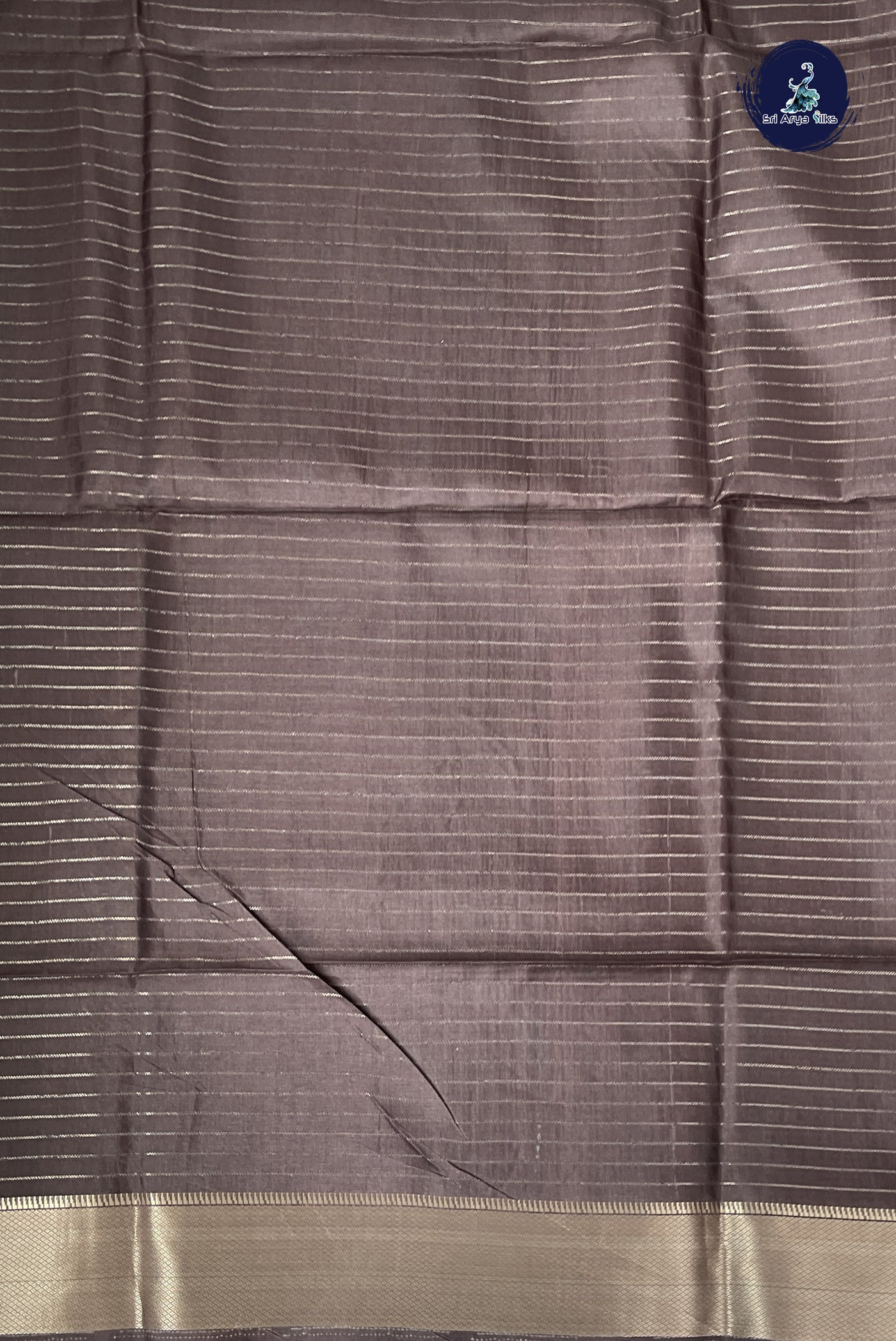 Brown Semi Raw Silk Saree With Checked Pattern