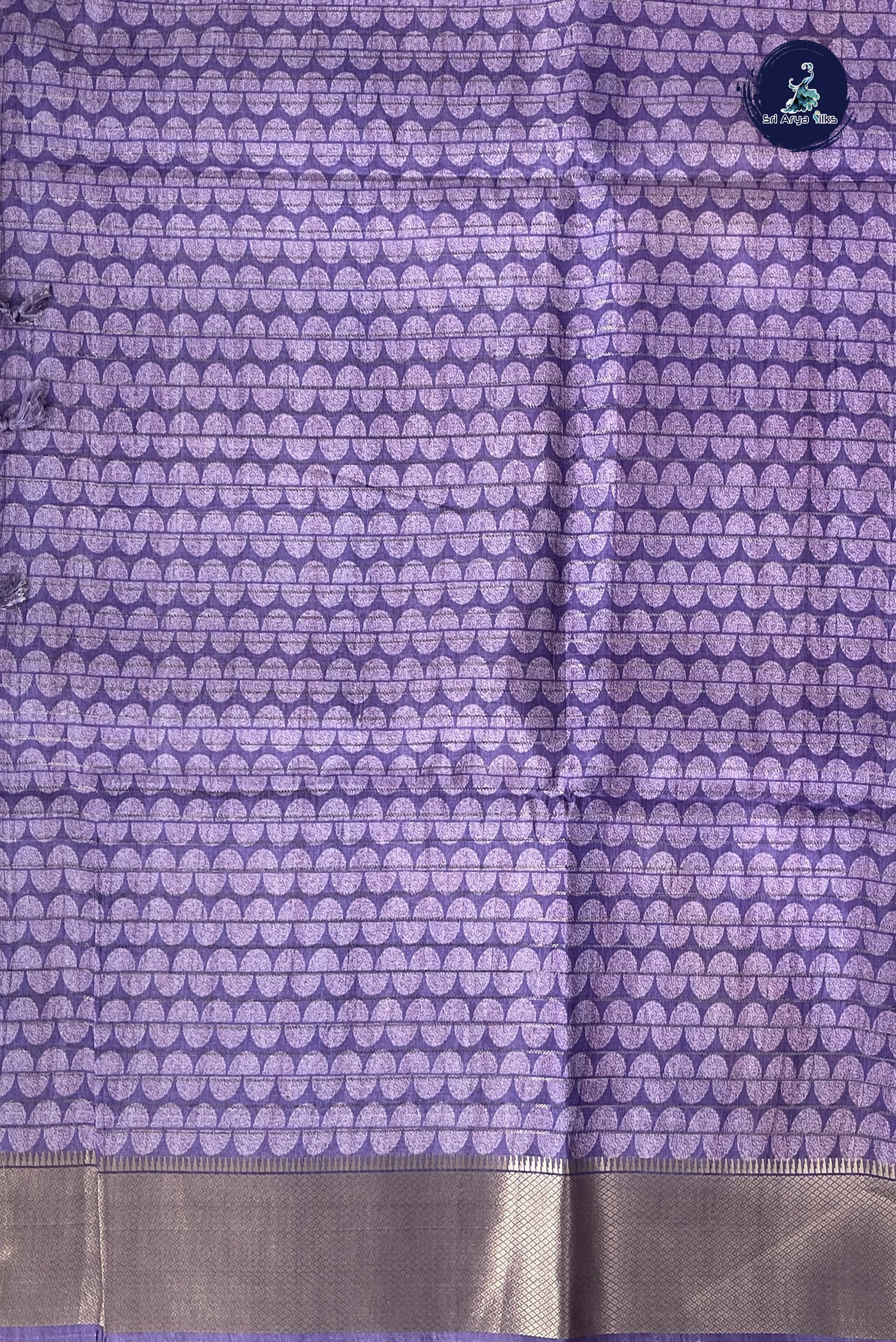 Lavender Semi Raw Silk Saree With Checked Pattern
