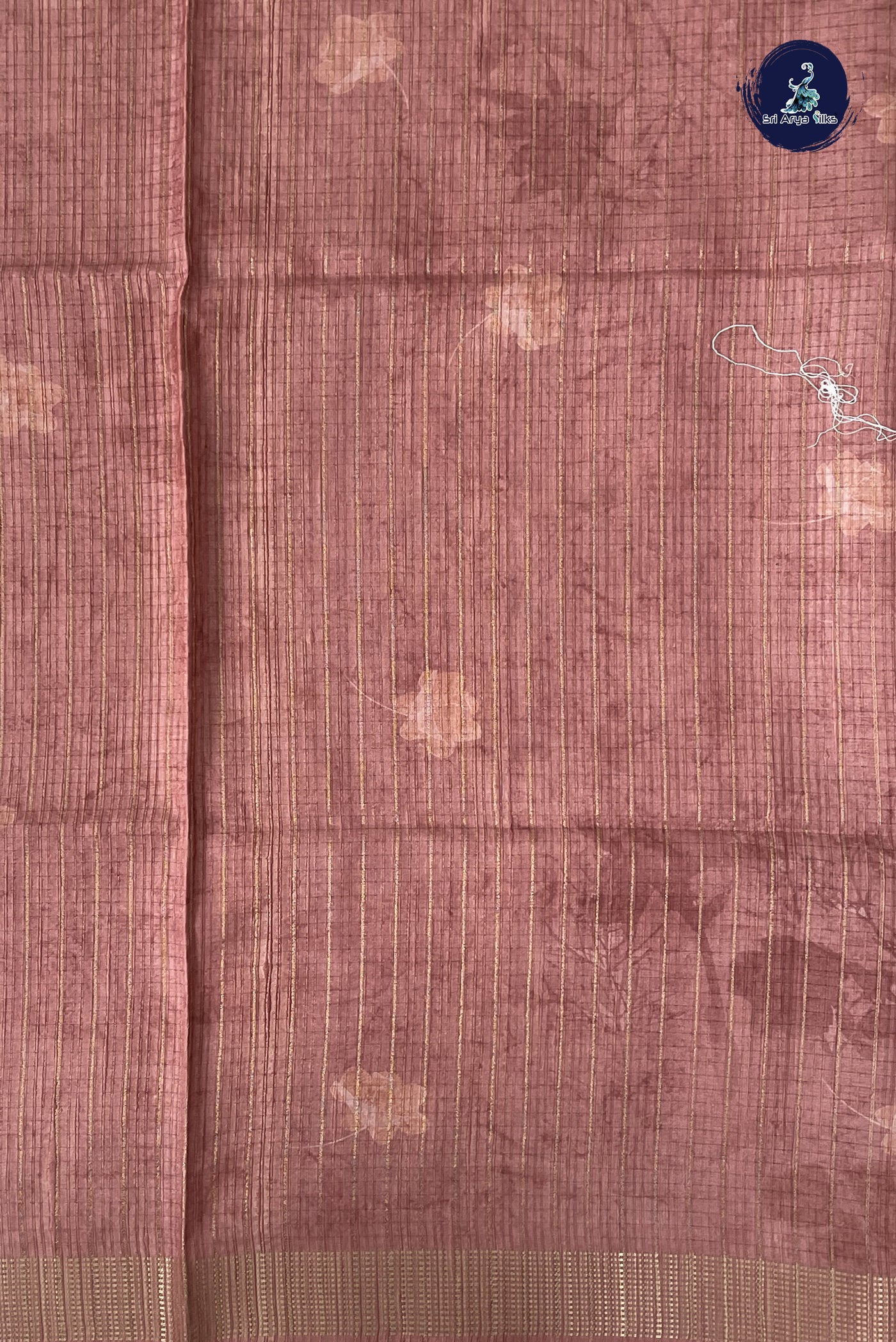 Peach Semi Raw Silk Saree With Floral Print Pattern