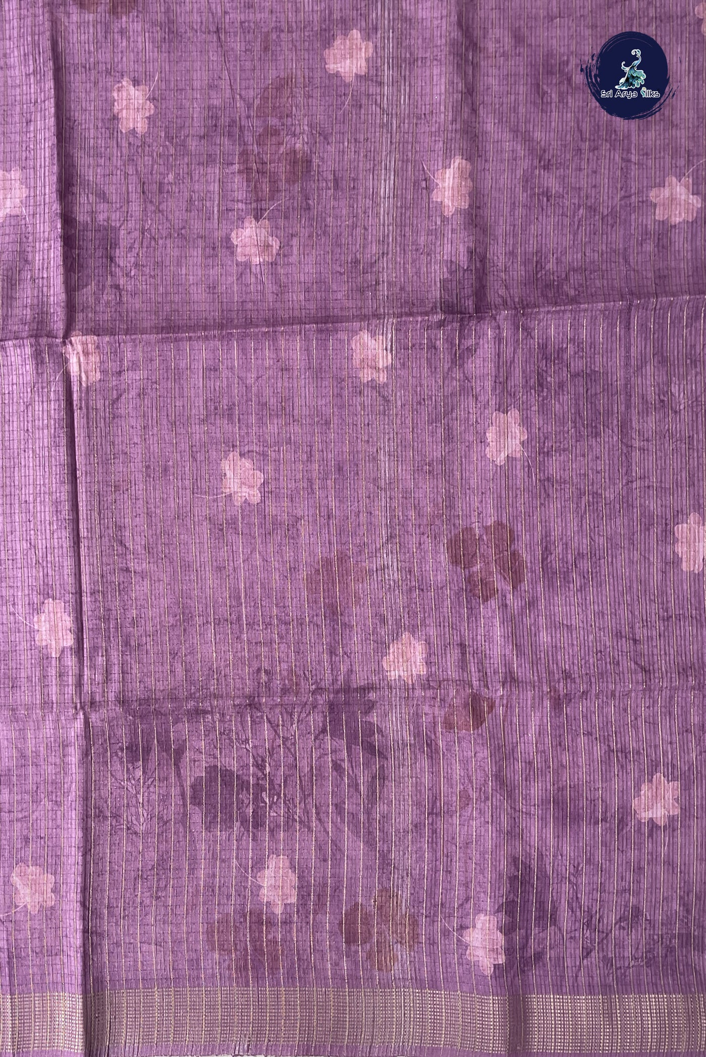 Lavender Semi Raw Silk Saree With Floral Print Pattern