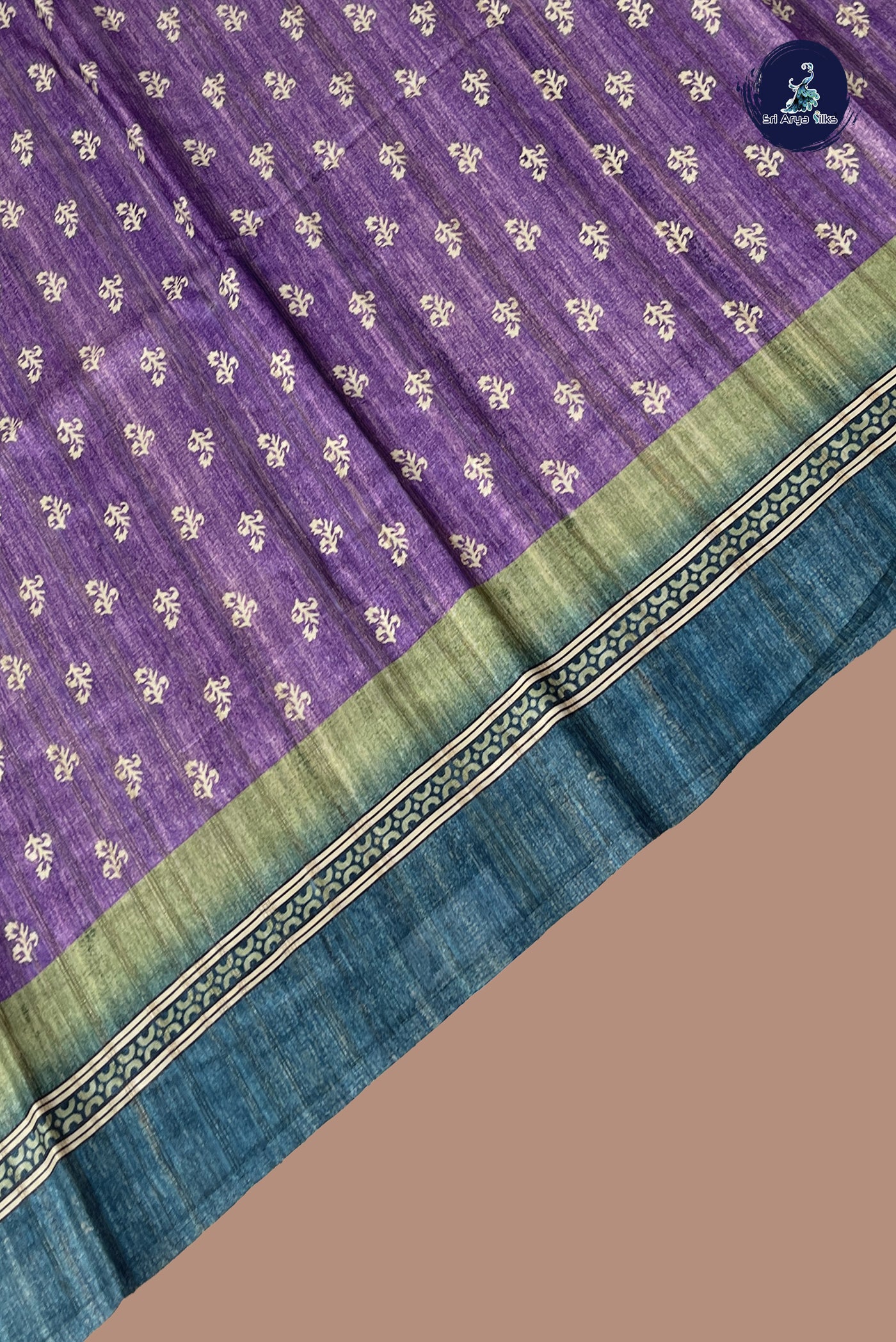 Lavender Semi Tussar Saree With Printed Pattern