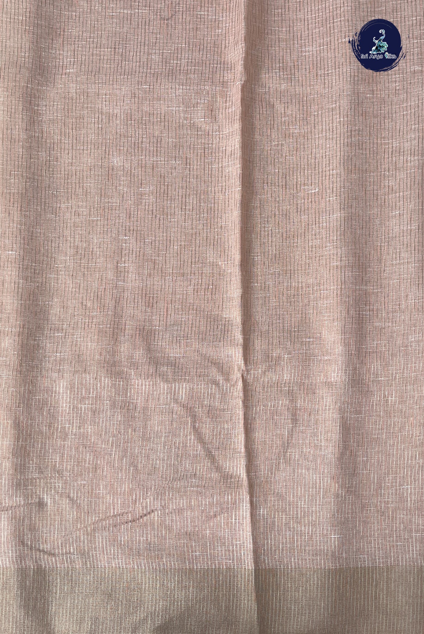 Beige Jute Saree With Embroidery Pattern