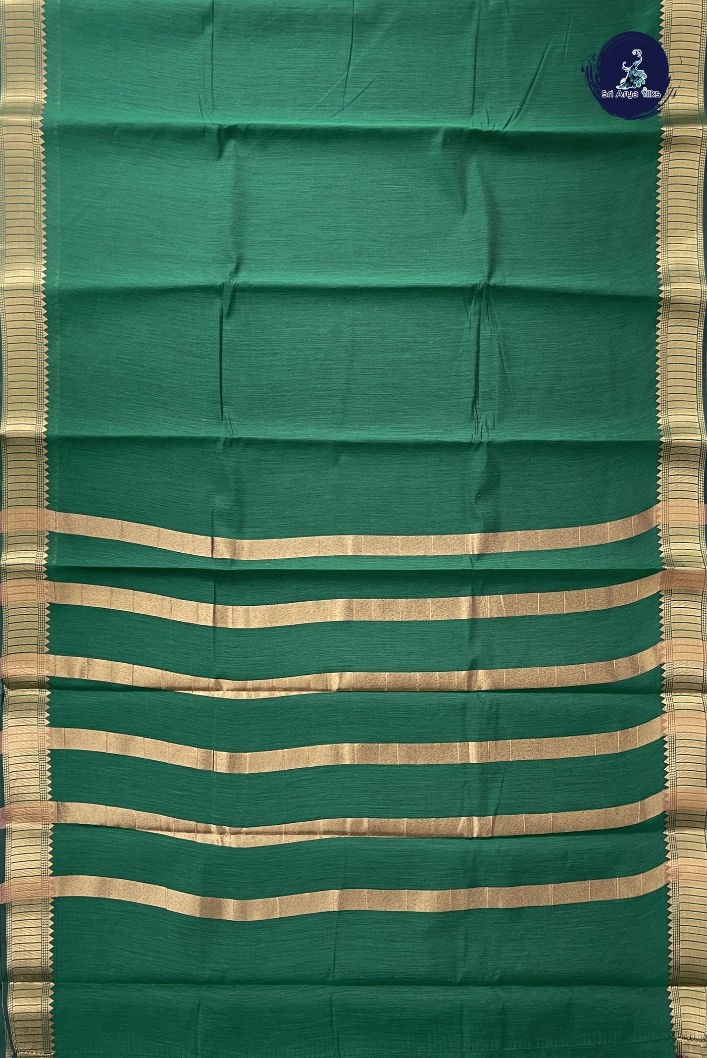 Green Budget Semi Silk Cotton Saree With Plain Pattern