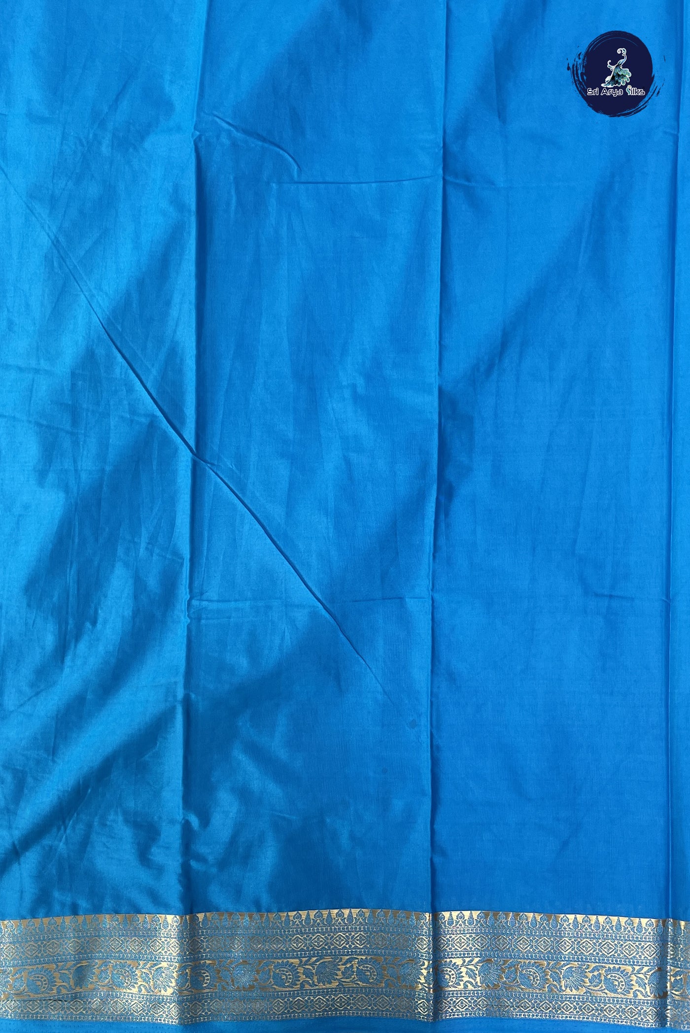 Dark Blue Semi Mysore Silk With Plain Pattern
