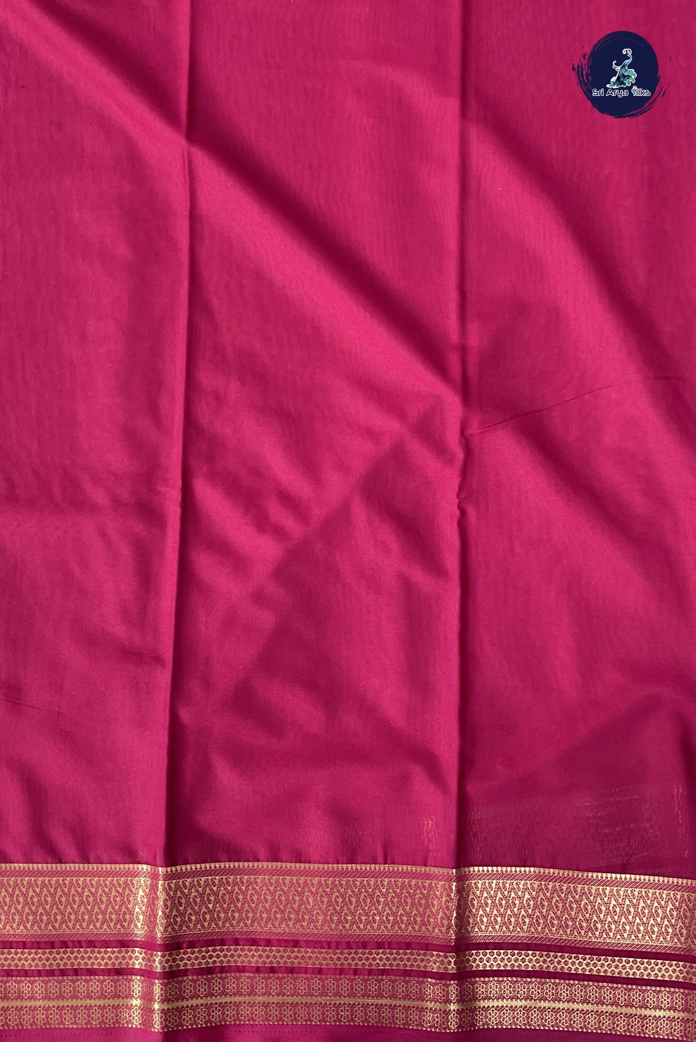 Lotus Pink Semi Mysore Silk With Plain Pattern
