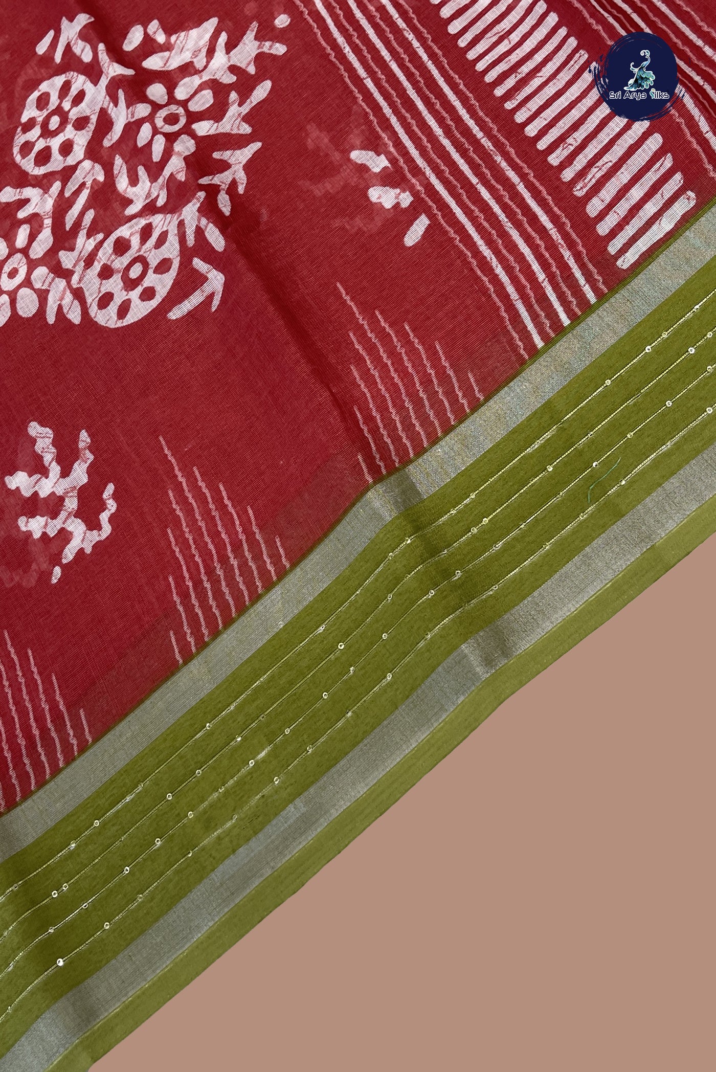 White Linen Saree With Buttas Pattern