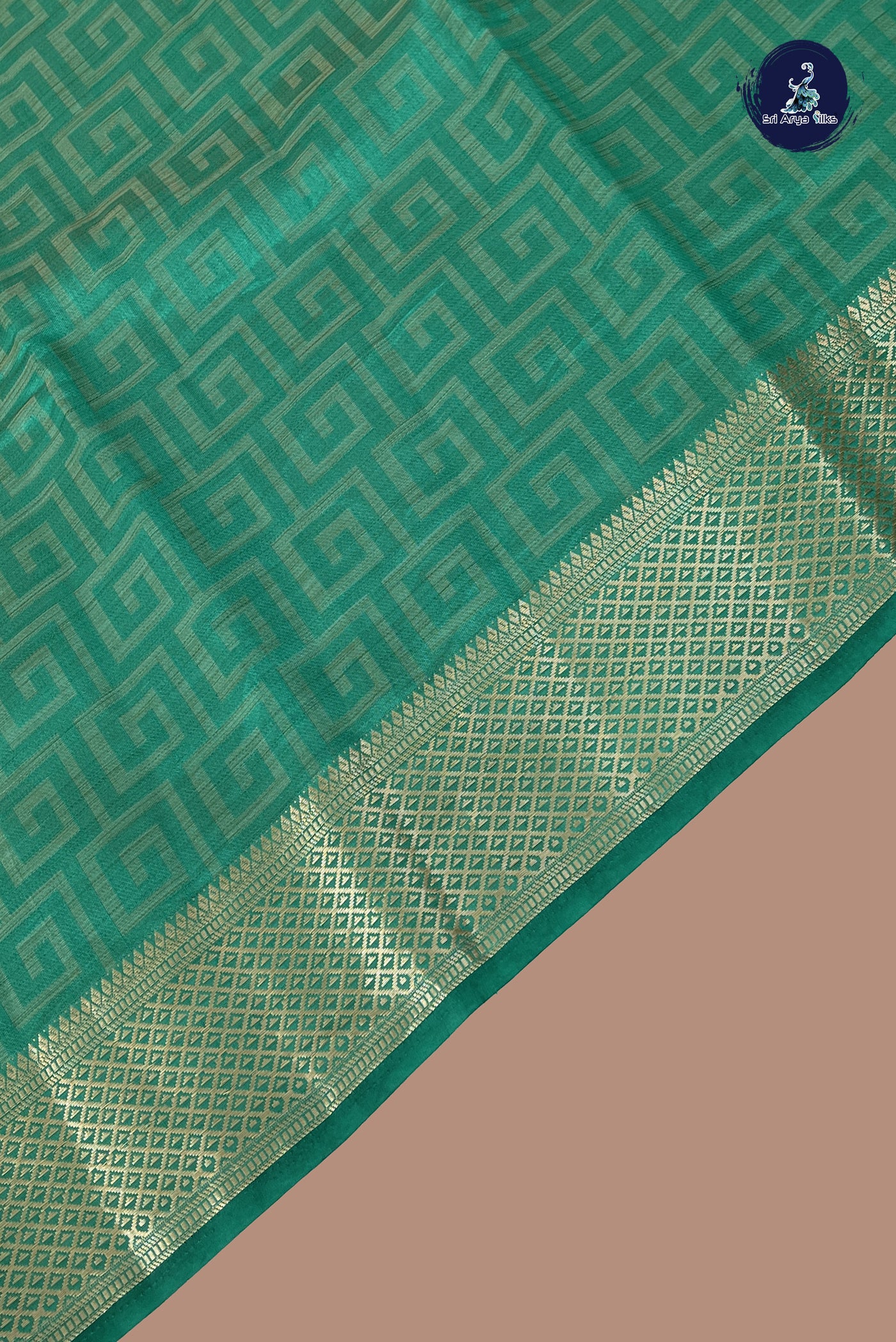 Green Semi Tussar Saree With Embossed Pattern