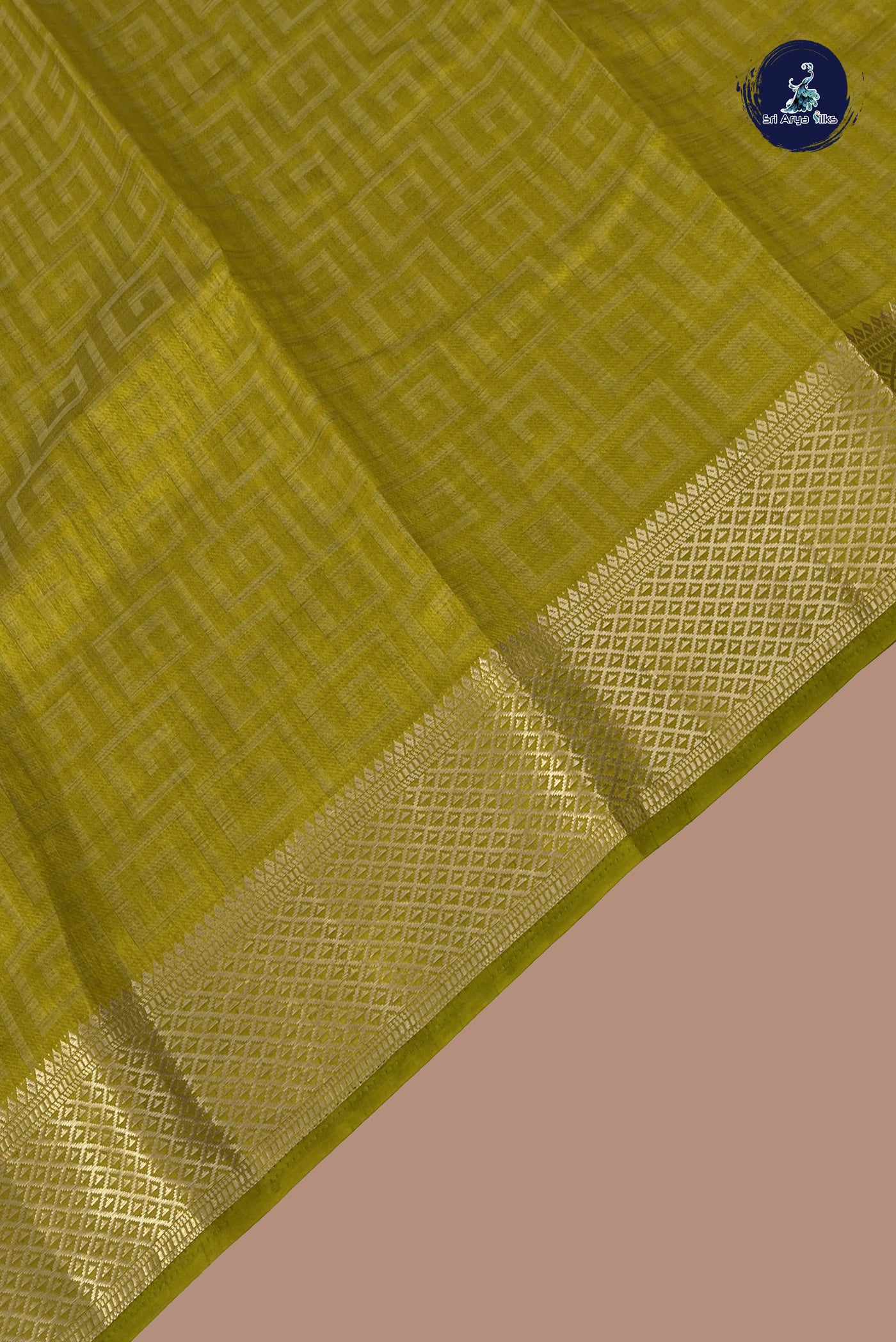 Yellow Semi Tussar Saree With Embossed Pattern