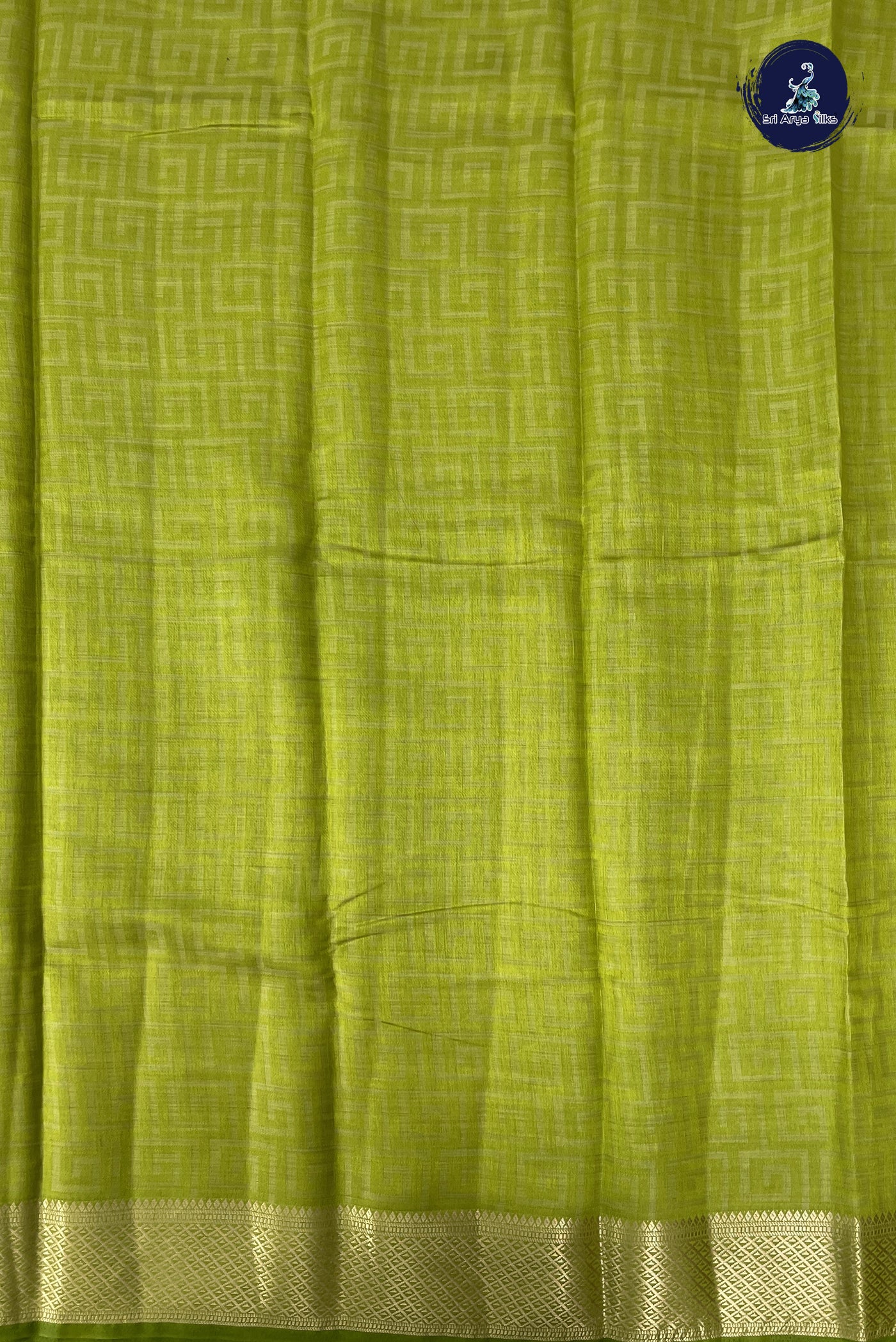 Light Green Semi Tussar Saree With Embossed Pattern