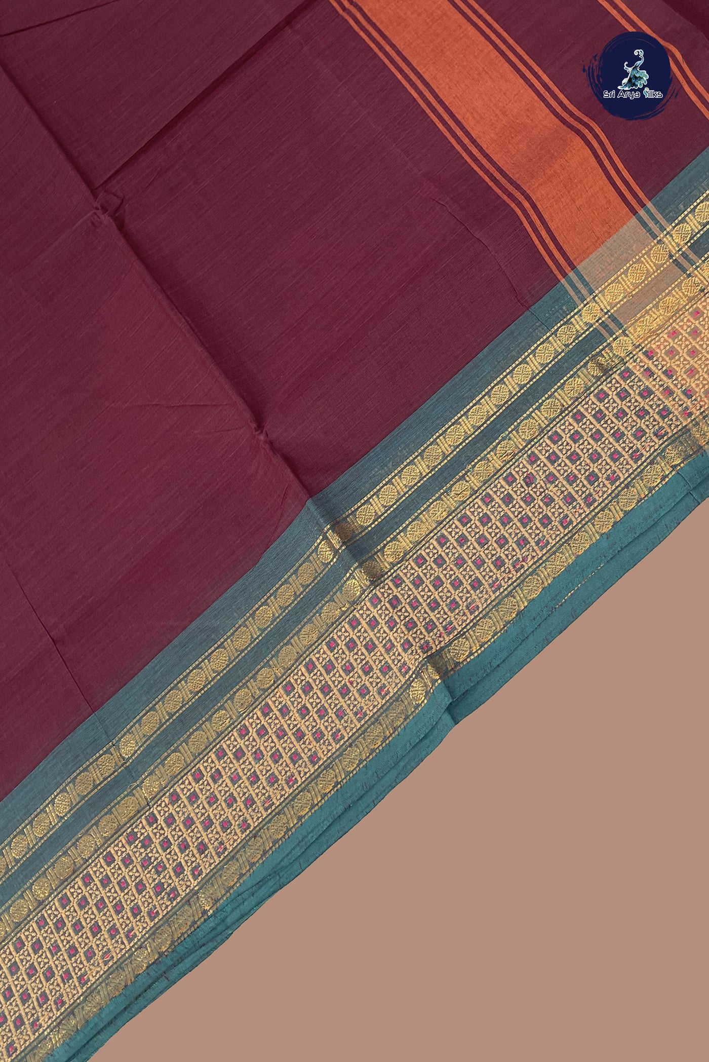 Coffee Brown Chettinad Cotton Saree With Plain Pattern