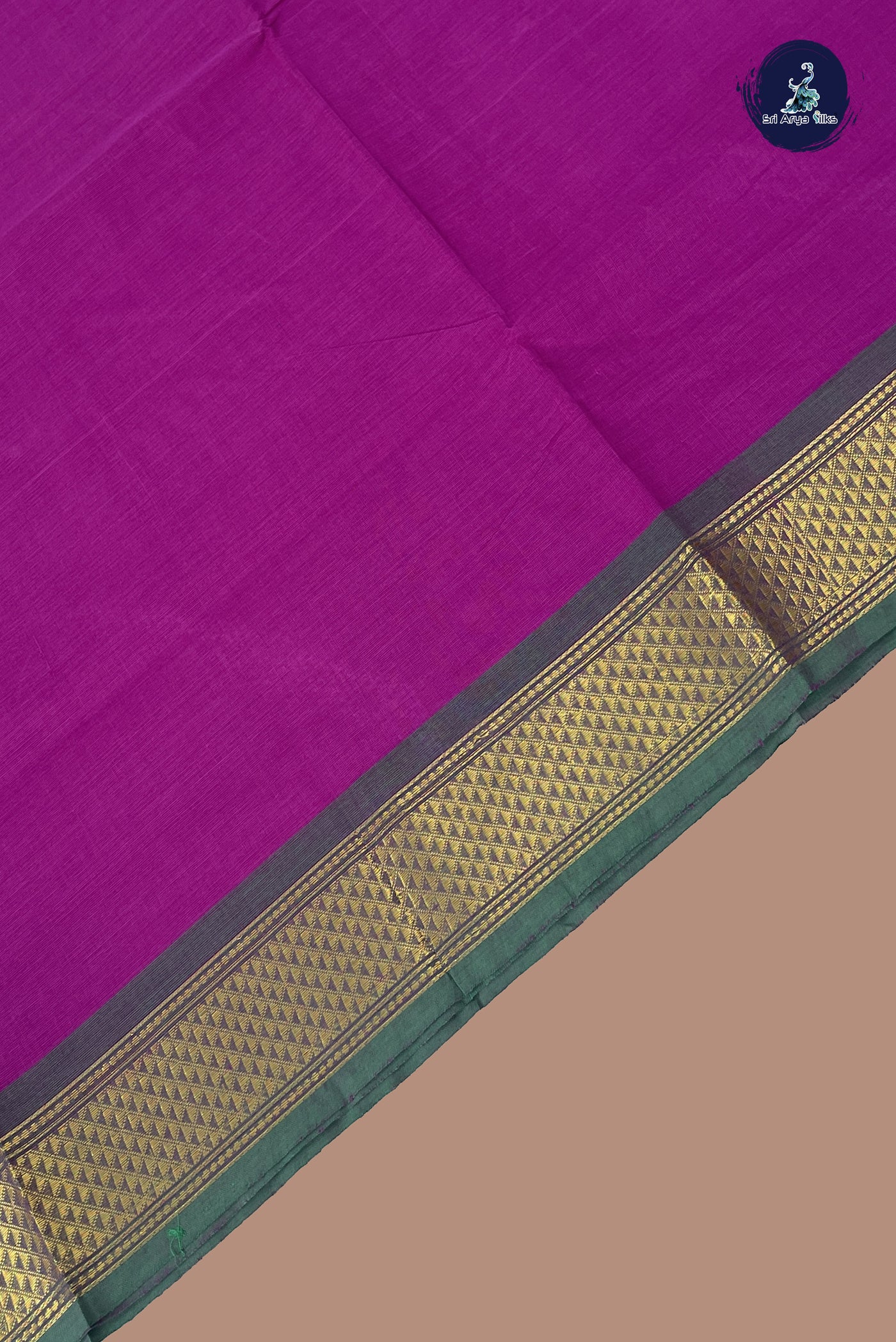 Purple Chettinad Cotton Saree With Plain Pattern