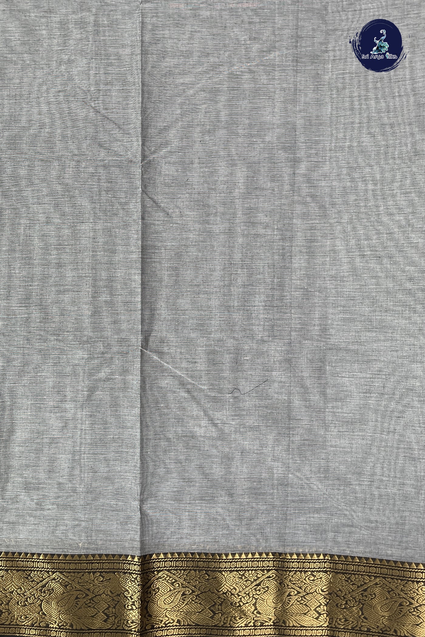 Grey Chettinad Cotton Saree With Buttas Pattern