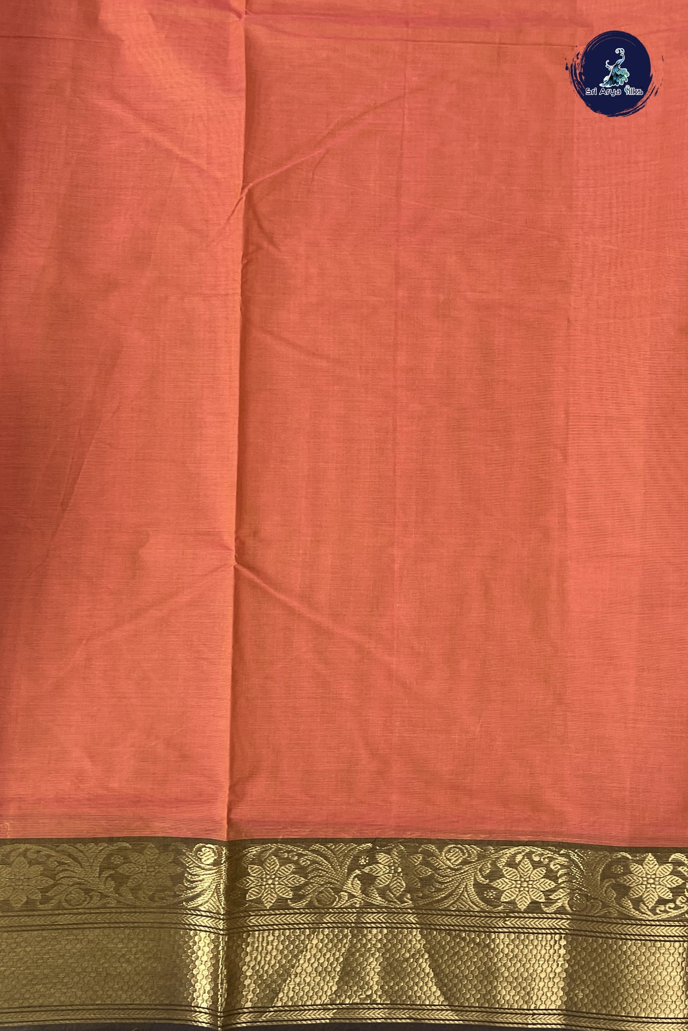 Brick Orange Chettinad Cotton Saree With Buttas Pattern