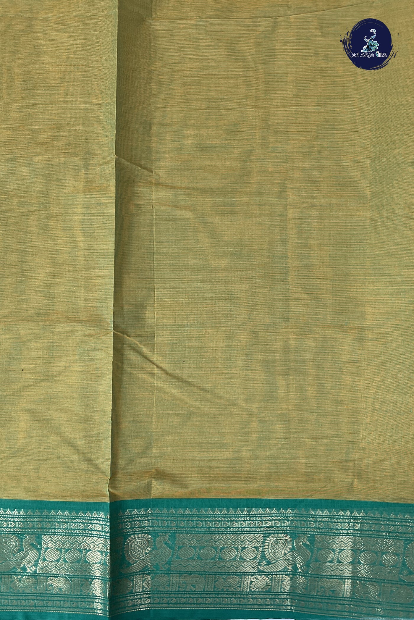 Dual Tone Green Chettinad Cotton Saree With Buttas Pattern