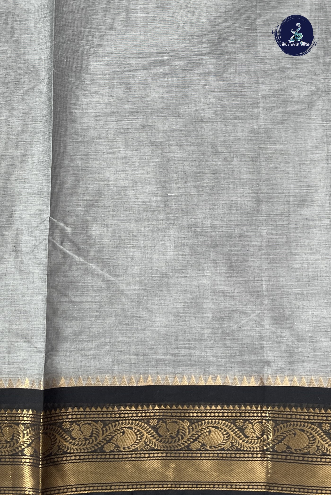 Grey Chettinad Cotton Saree With Buttas Pattern