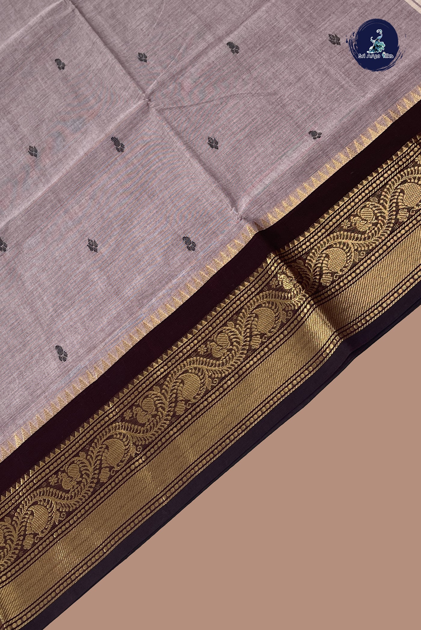 Pastel Shade Chettinad Cotton Saree With Buttas Pattern