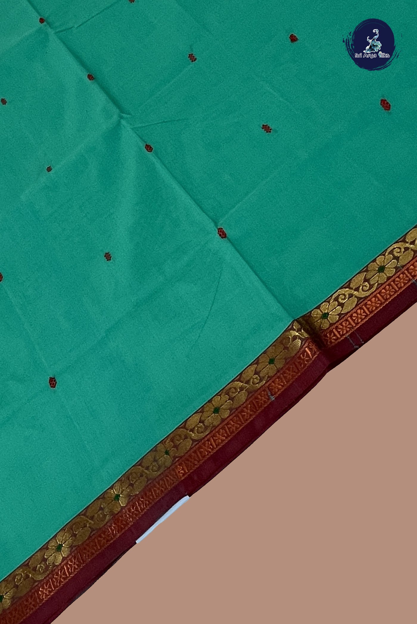 Green Chettinad Cotton Saree With Buttas Pattern