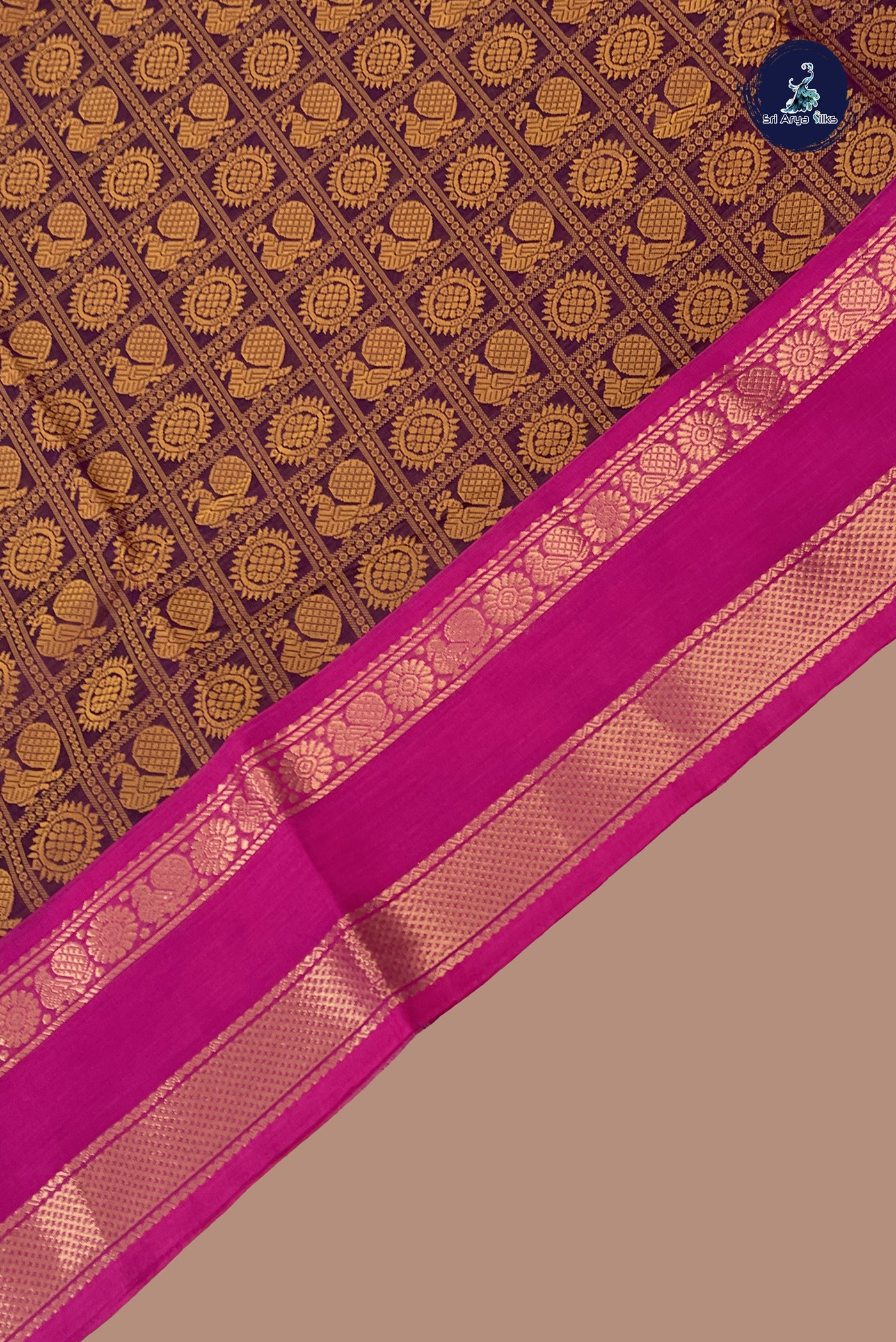 Dual Tone Purple Kanchi Cotton Saree With Embroidery Pattern
