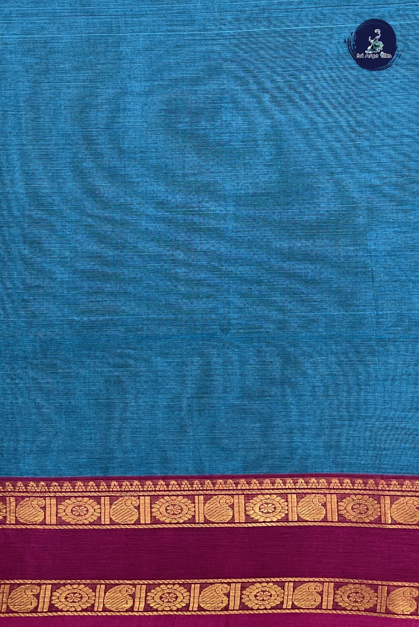 Light Blue Kanchi Cotton Saree With Embroidery Pattern