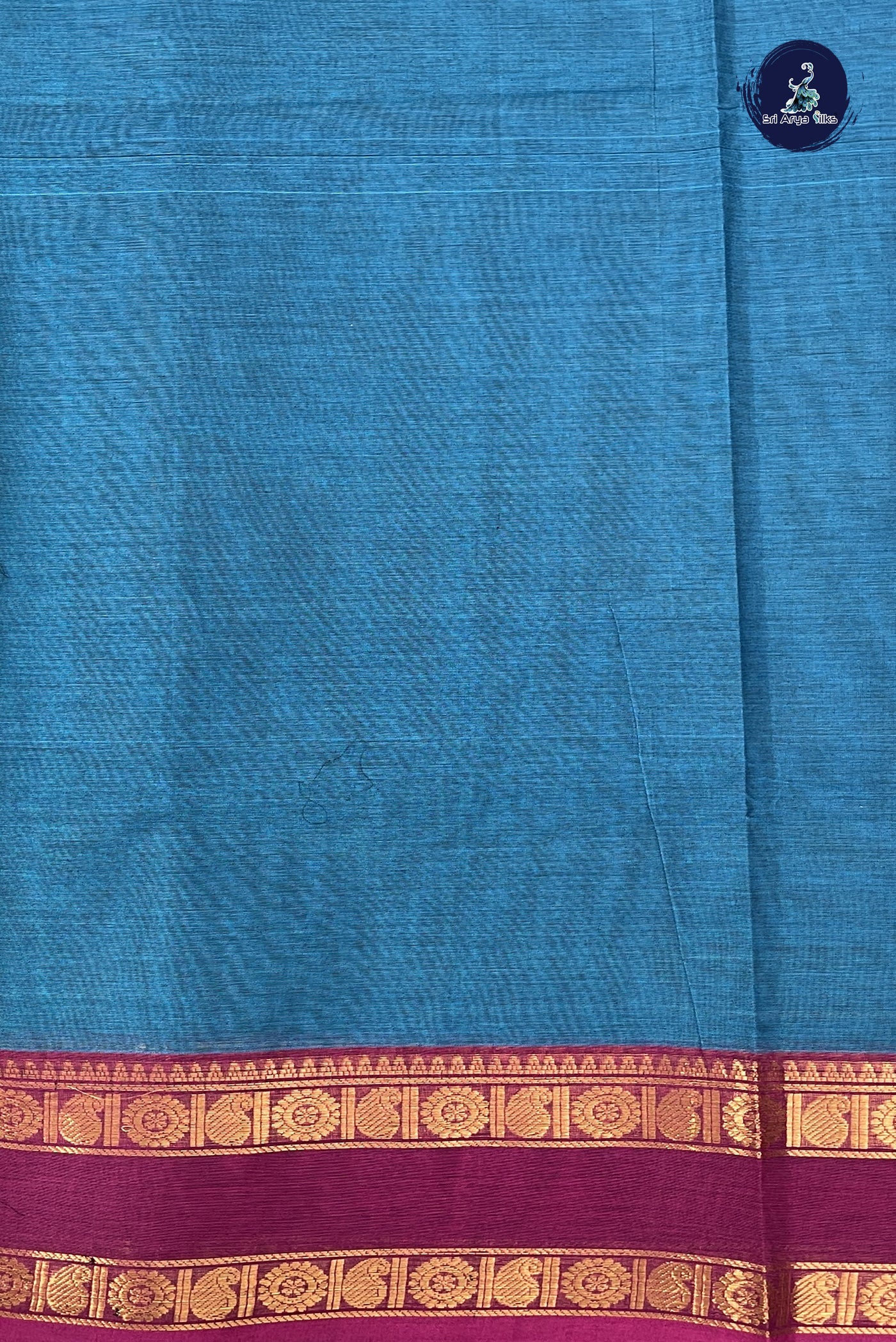 Light Blue Kanchi Cotton Saree With Embroidery Pattern