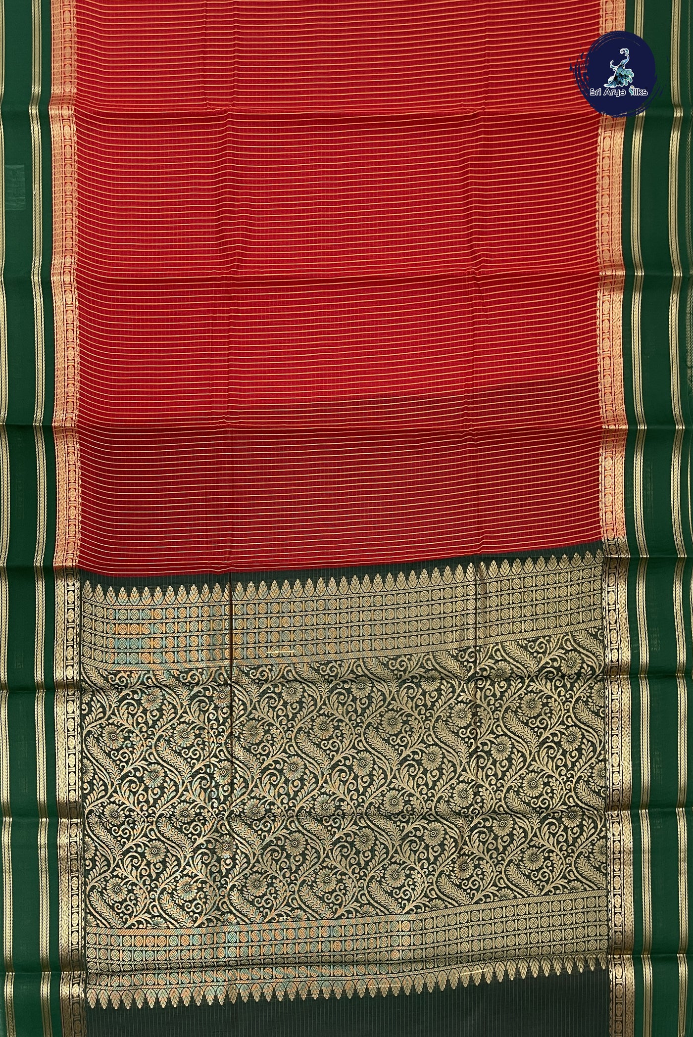 Red Budget Semi Silk Cotton Saree With Checked Pattern