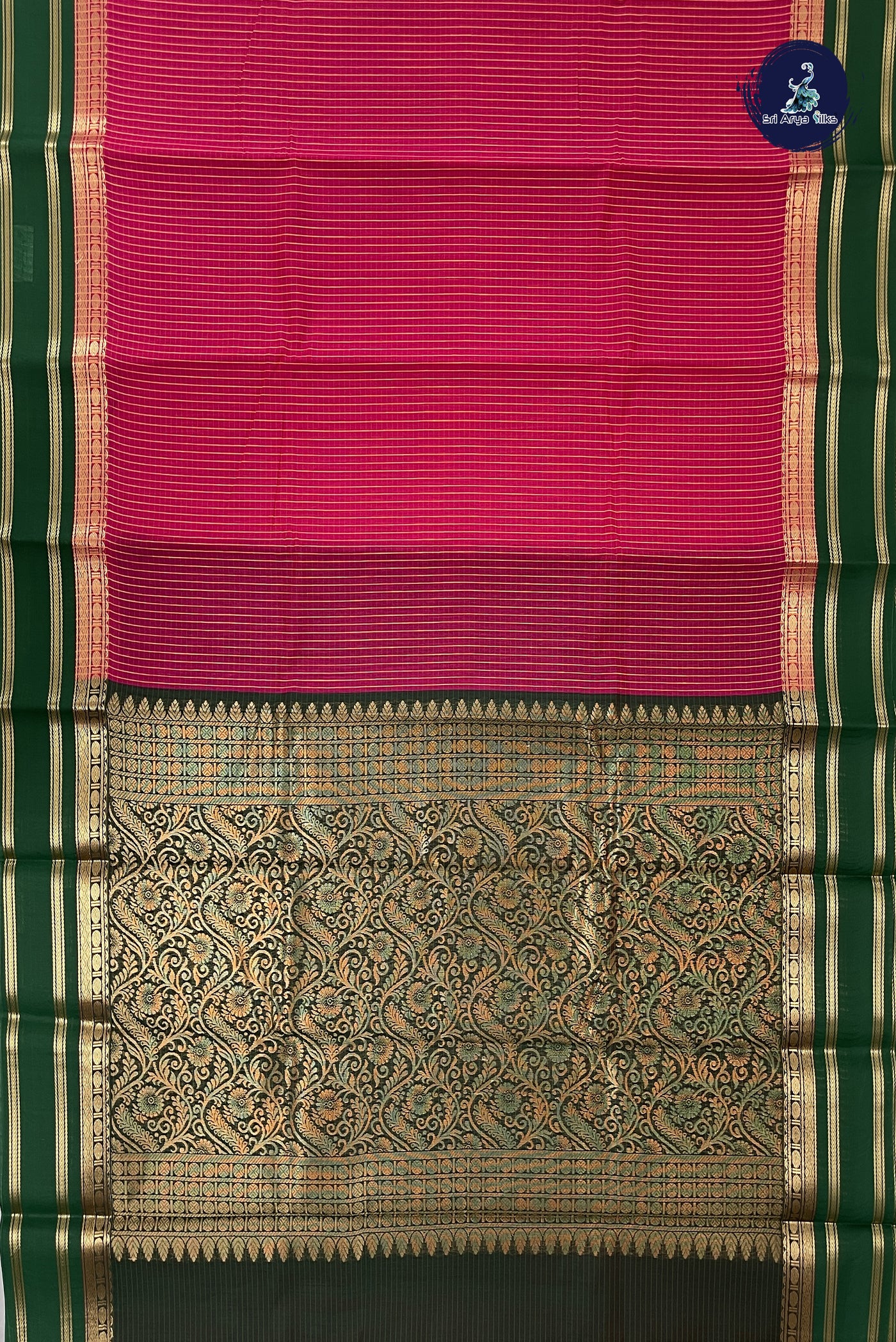 Pink Budget Semi Silk Cotton Saree With Checked Pattern