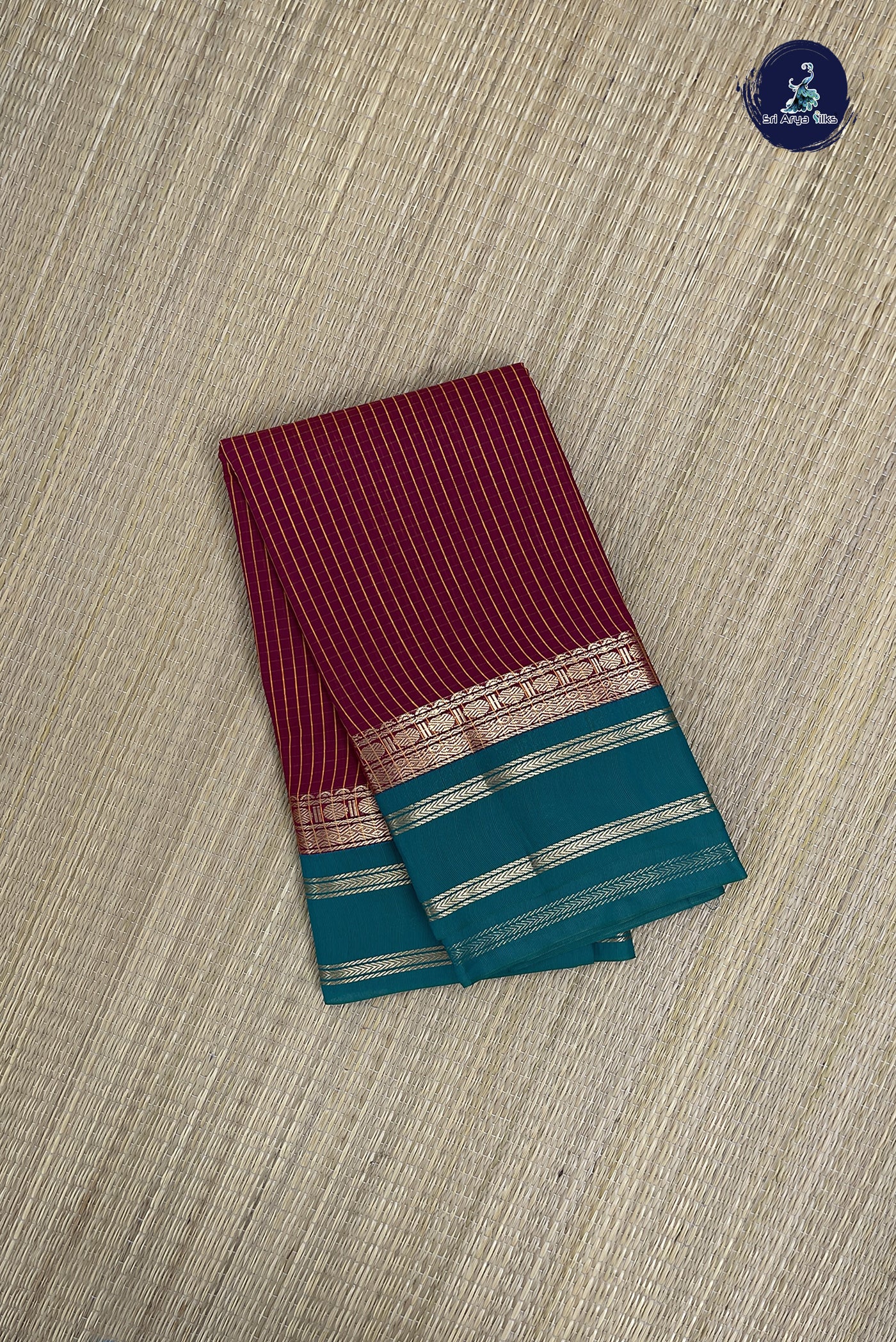 Maroon Budget Semi Silk Cotton Saree With Checked Pattern