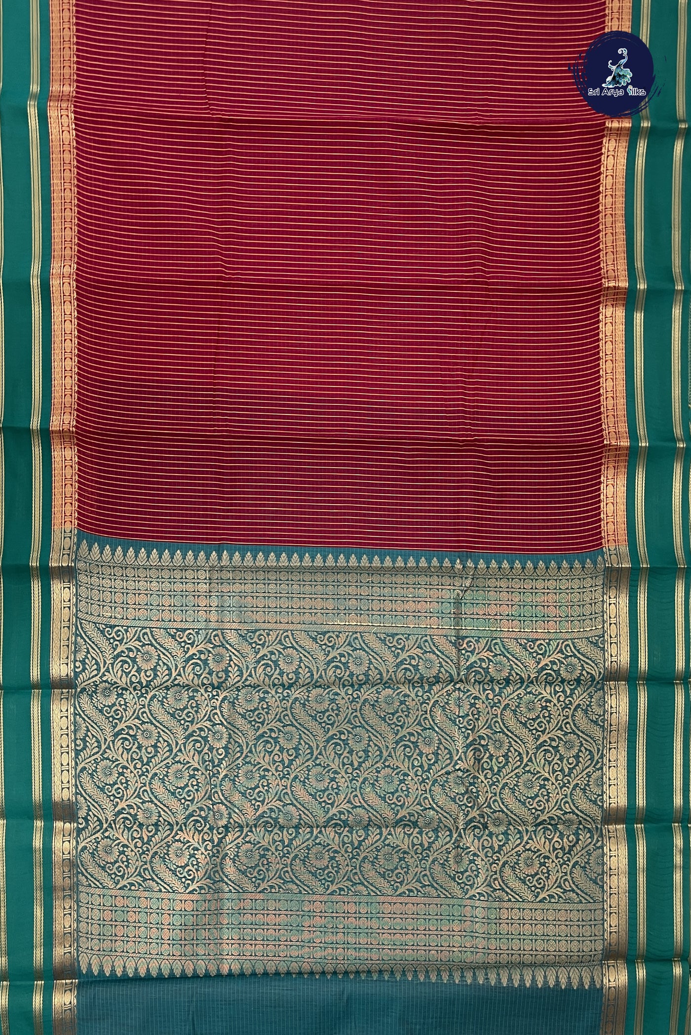 Maroon Budget Semi Silk Cotton Saree With Checked Pattern