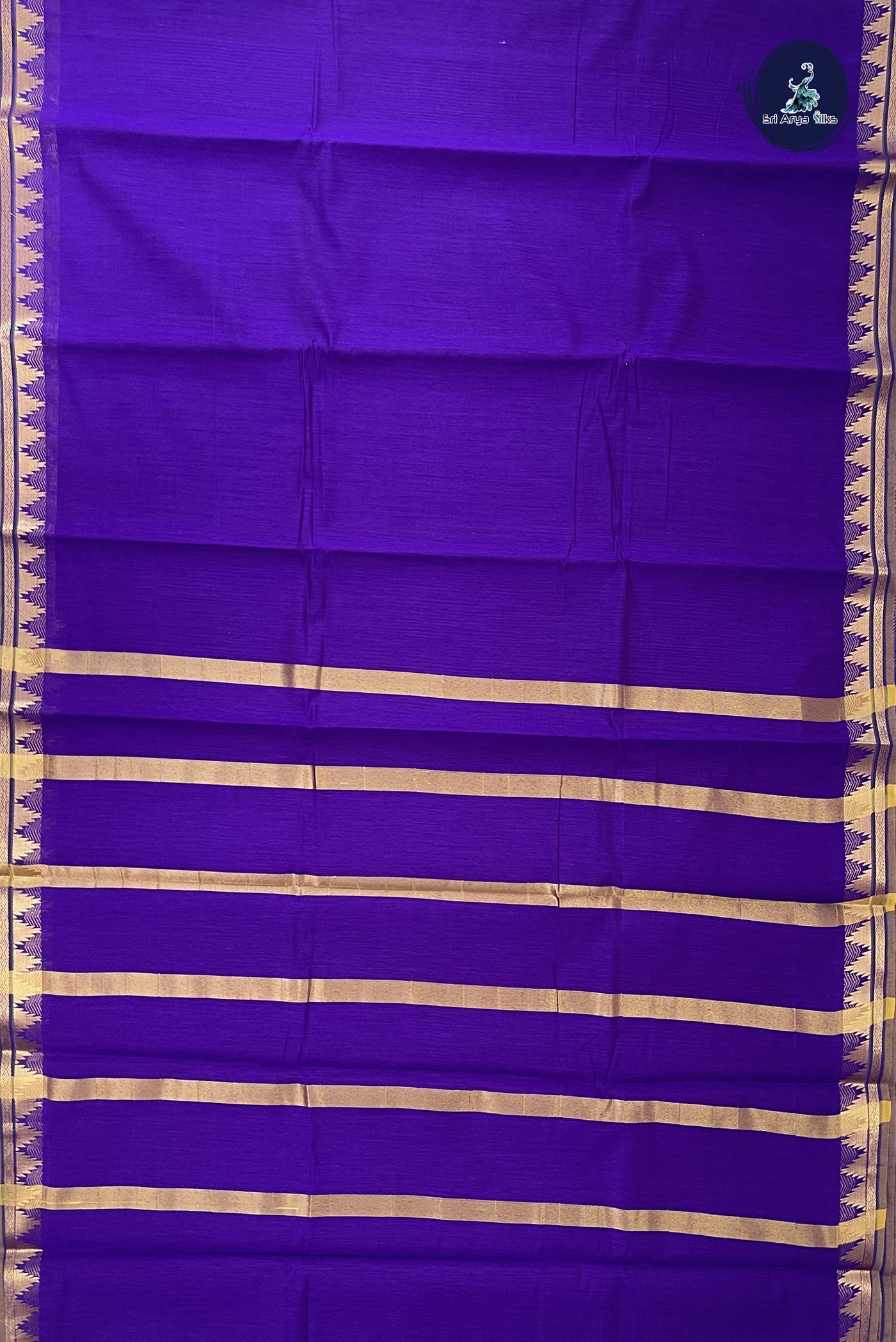 Dark Violet Budget Semi Silk Cotton Saree With Plain Pattern