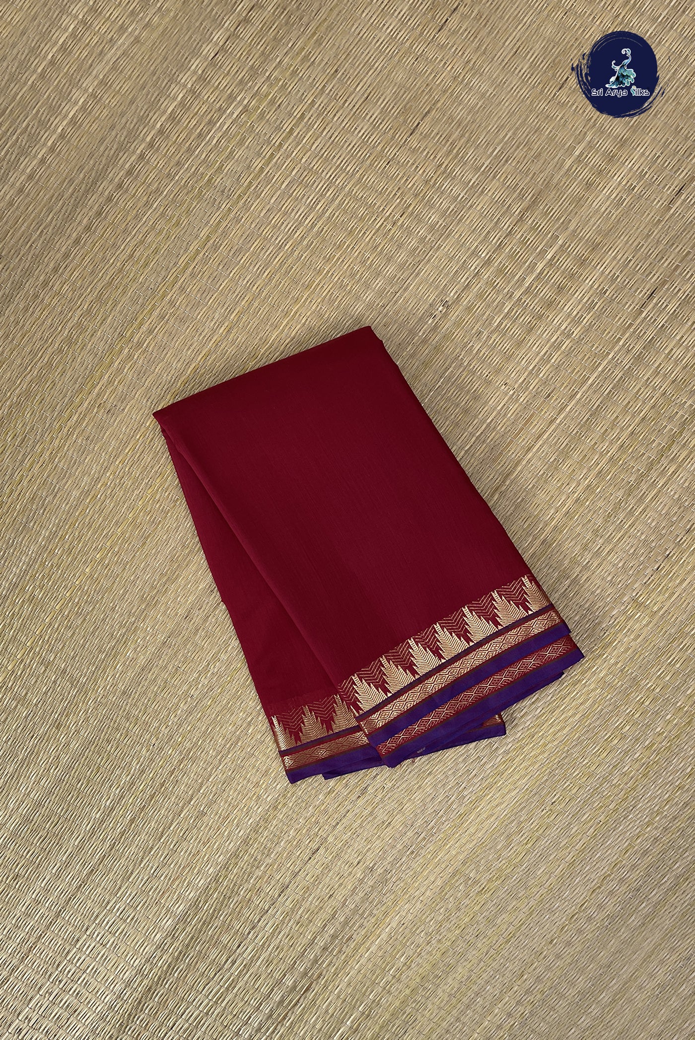 Maroon Budget Semi Silk Cotton Saree With Plain Pattern
