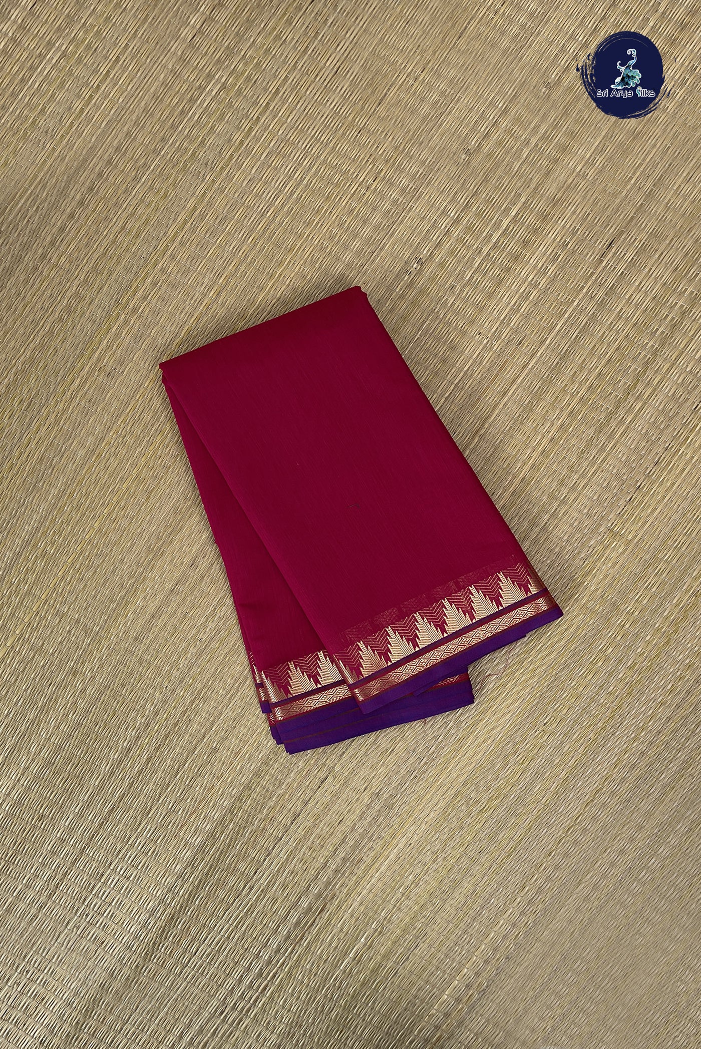 Dark Pink Budget Semi Silk Cotton Saree With Plain Pattern