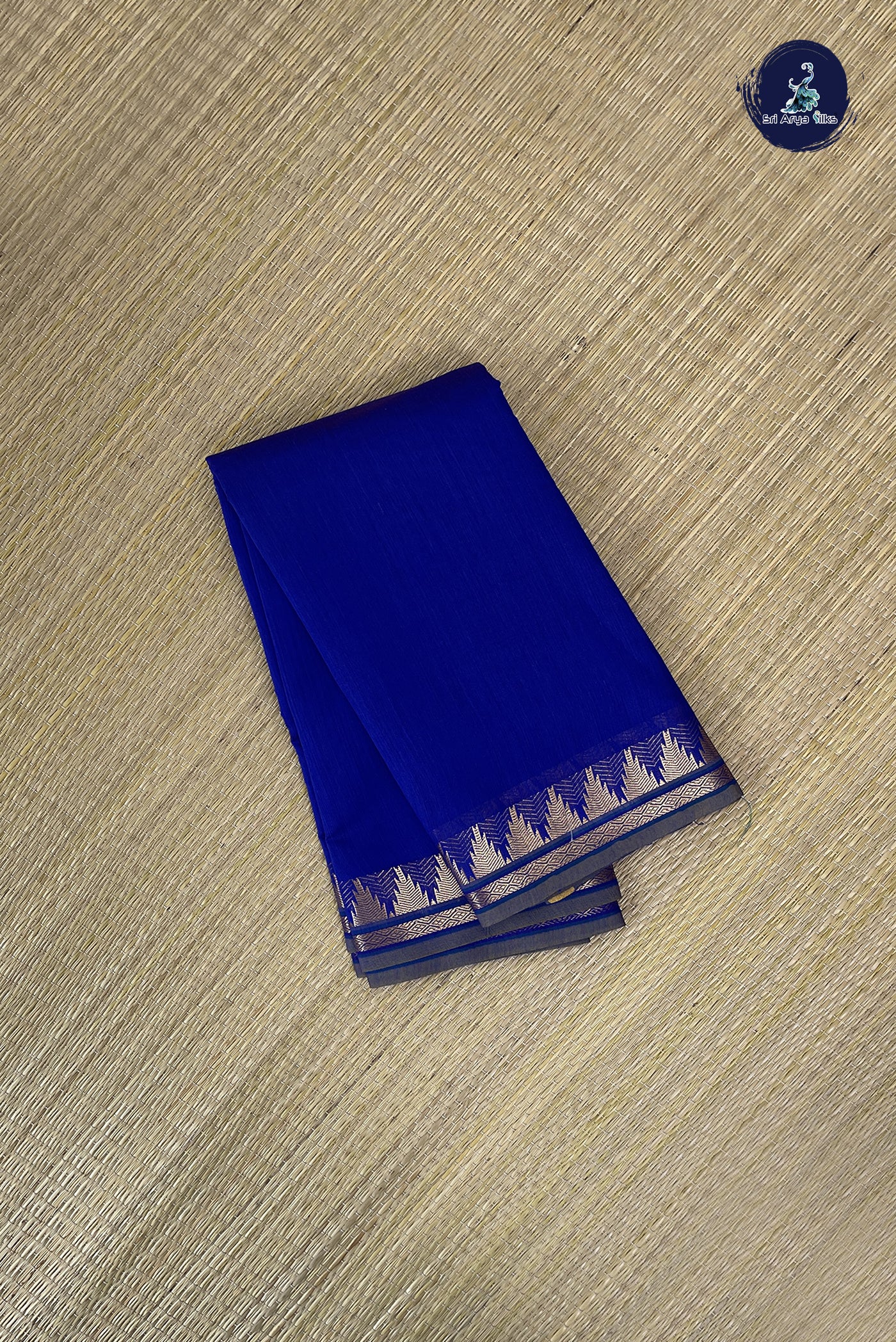 MS Blue Budget Semi Silk Cotton Saree With Plain Pattern