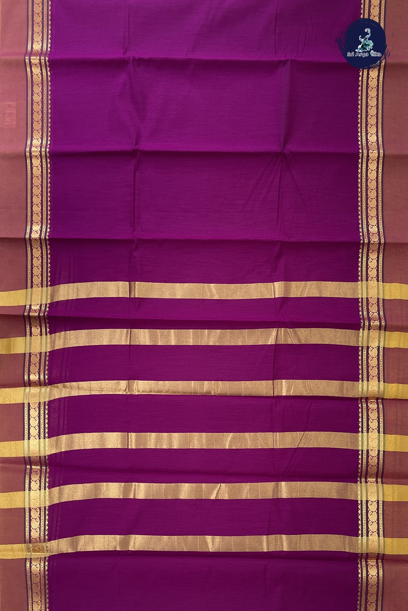 Magenta Purple Budget Semi Silk Cotton Saree With Plain Pattern
