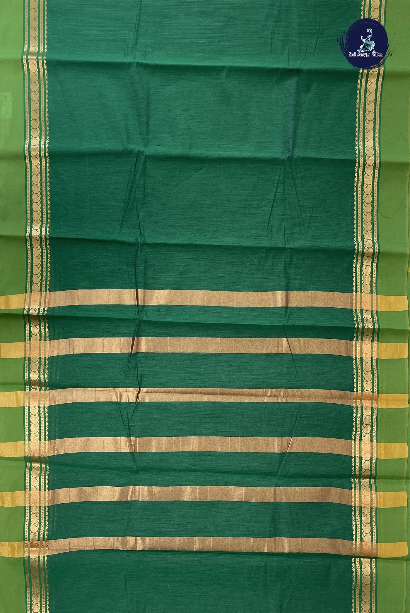 Green Budget Semi Silk Cotton Saree With Plain Pattern