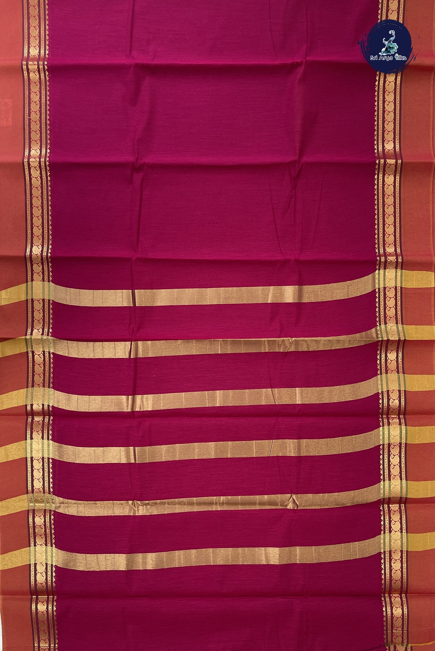 Pinkish Maroon Budget Semi Silk Cotton Saree With Plain Pattern