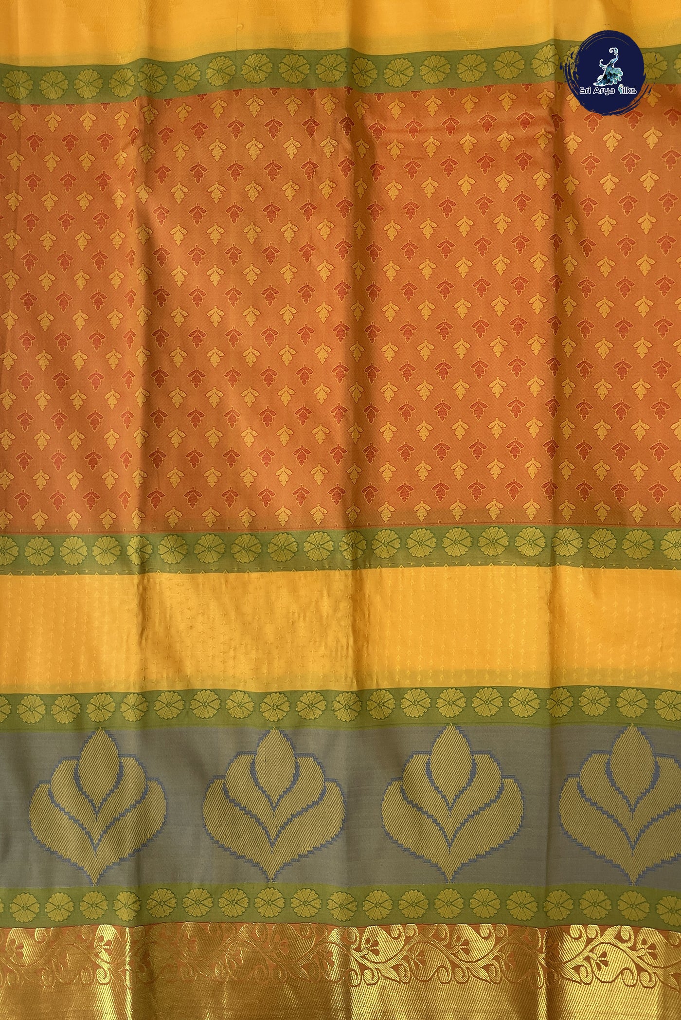 Yellow Semi Silk Saree with Embossed Pattern