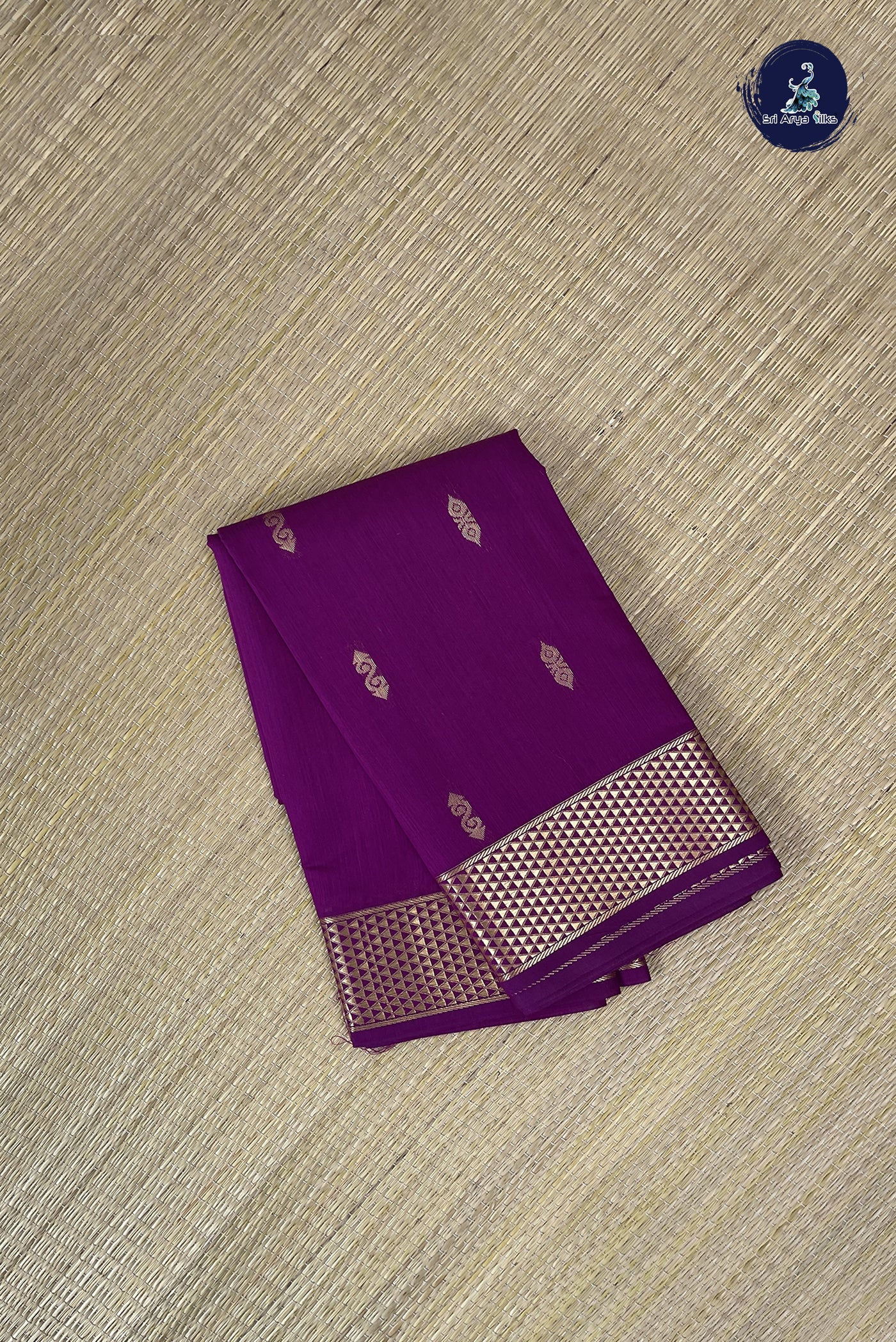 Magenta Purple Budget Semi Silk Cotton Saree With Zari Buttas Pattern