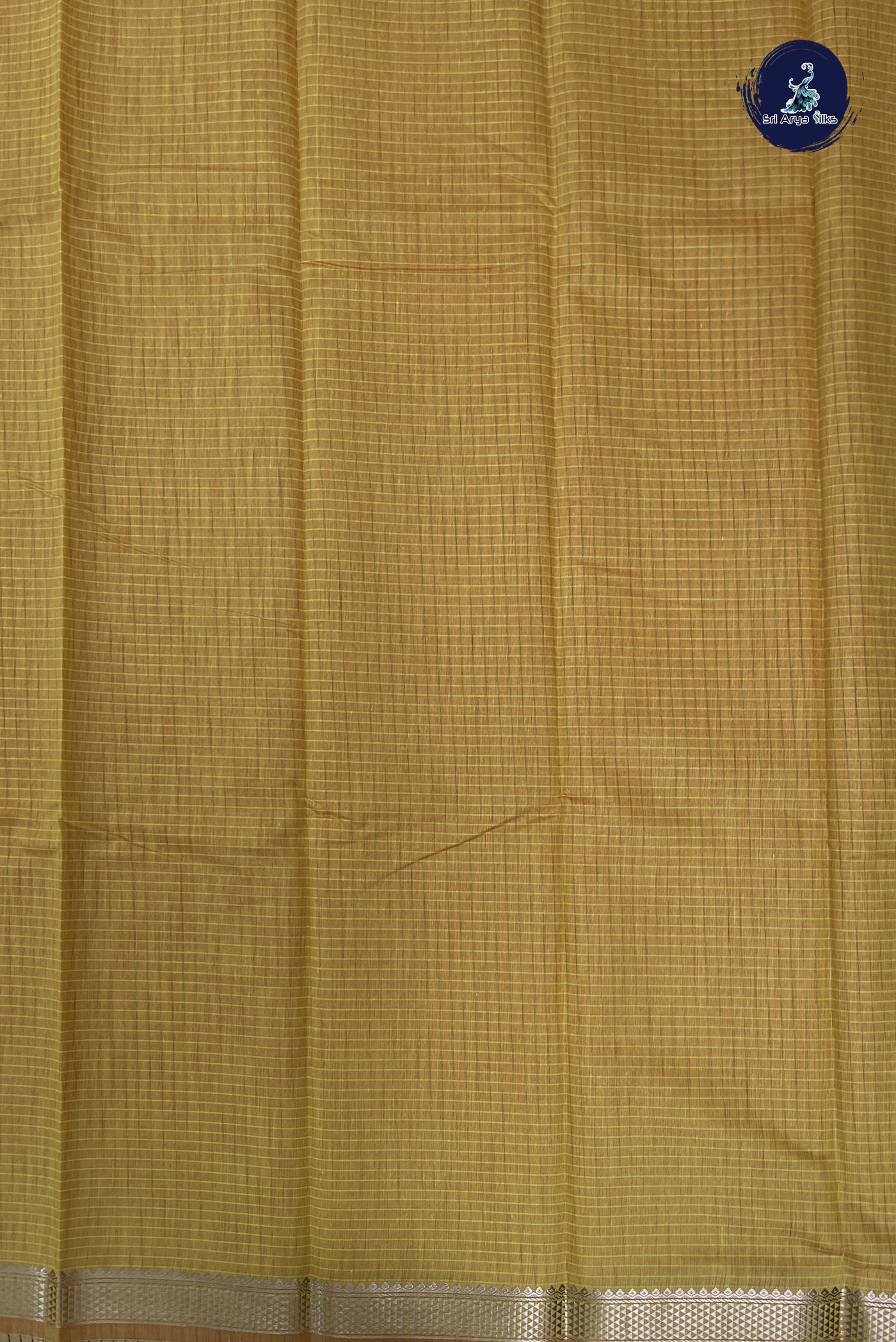 Yellow Budget Semi Silk Cotton Saree With Checked Pattern