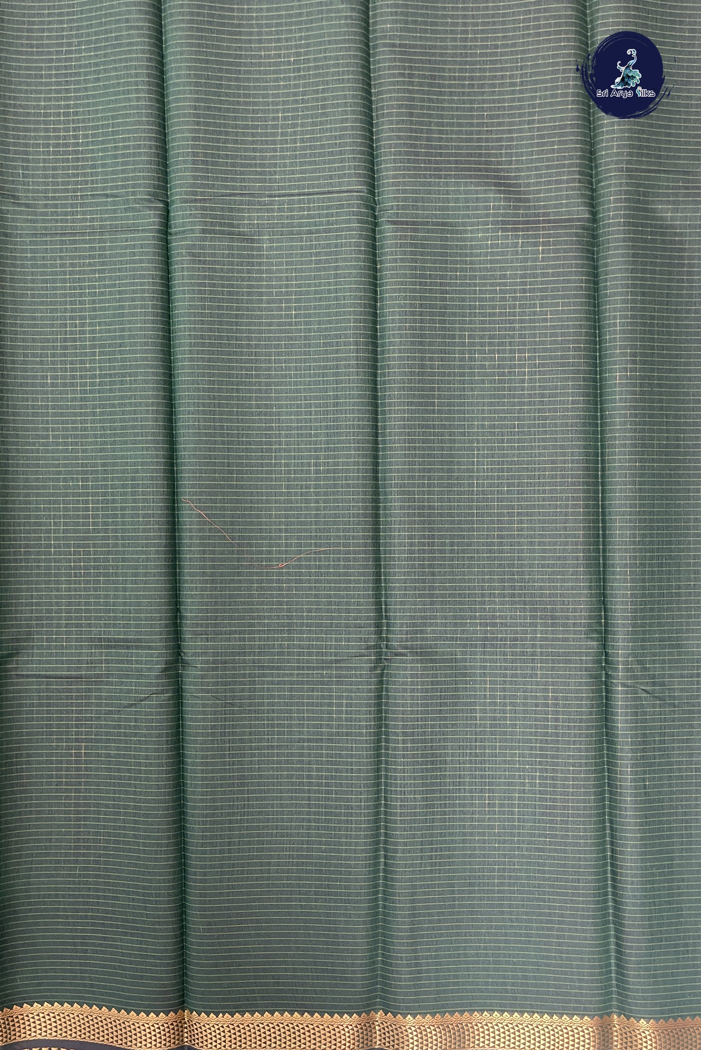 Bottle Green Budget Semi Silk Cotton Saree With Checked Pattern