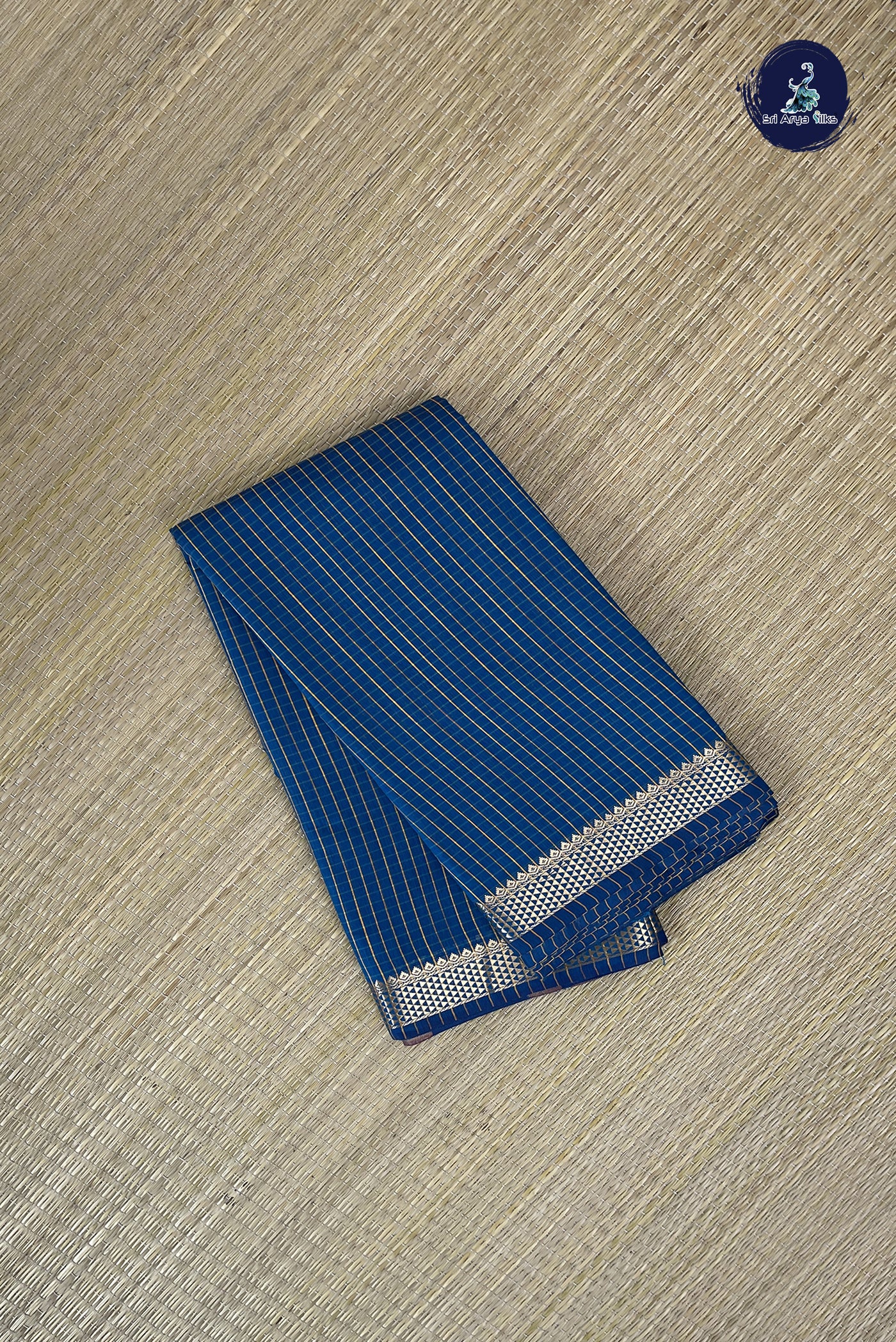 Peacock Blue Budget Semi Silk Cotton Saree With Checked Pattern