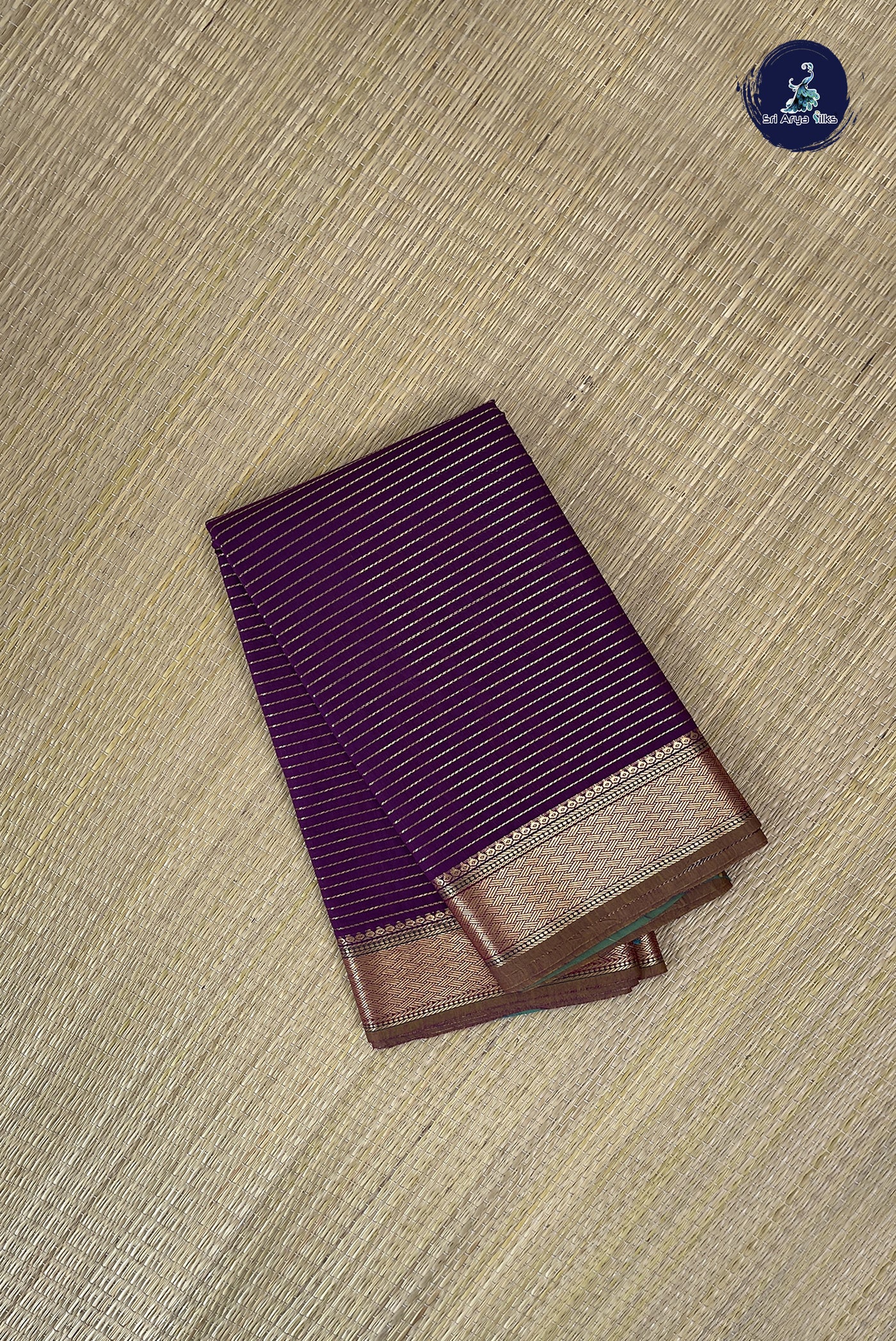 Jamun Budget Semi Silk Cotton Saree With Stripes Pattern