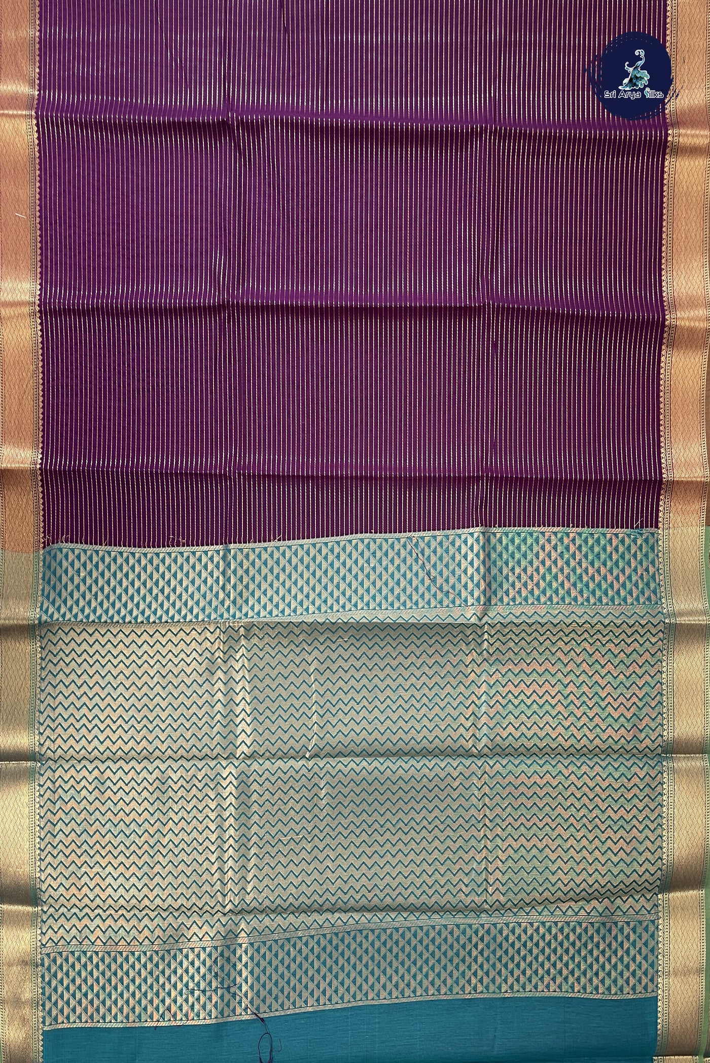 Jamun Budget Semi Silk Cotton Saree With Stripes Pattern