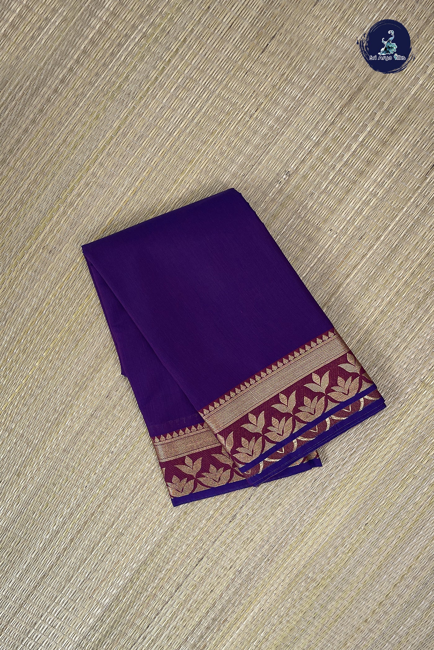 Violet Budget Semi Silk Cotton Saree With Plain Pattern