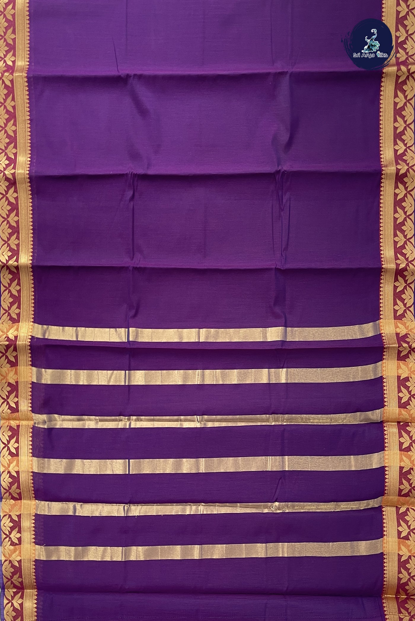 Violet Budget Semi Silk Cotton Saree With Plain Pattern