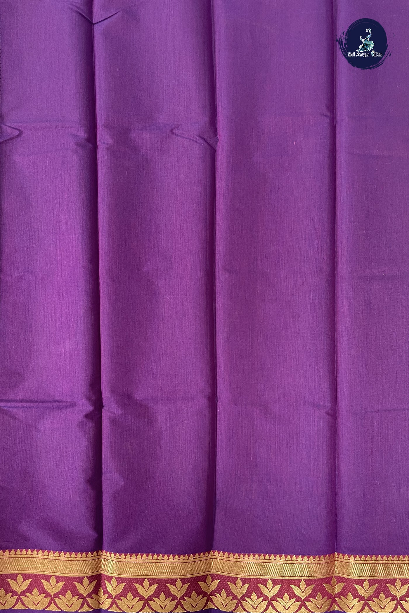 Violet Budget Semi Silk Cotton Saree With Plain Pattern