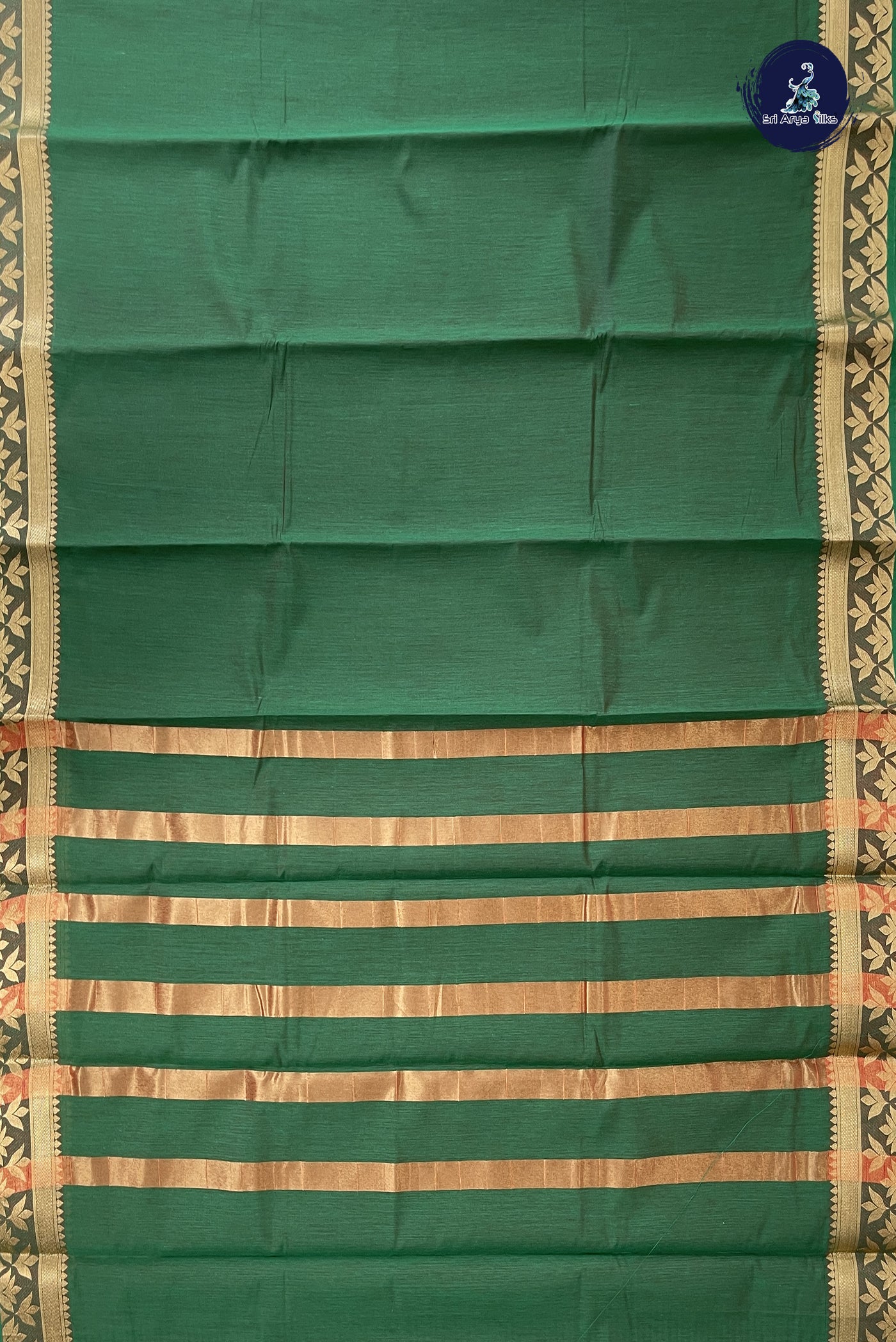 Green Budget Semi Silk Cotton Saree With Plain Pattern