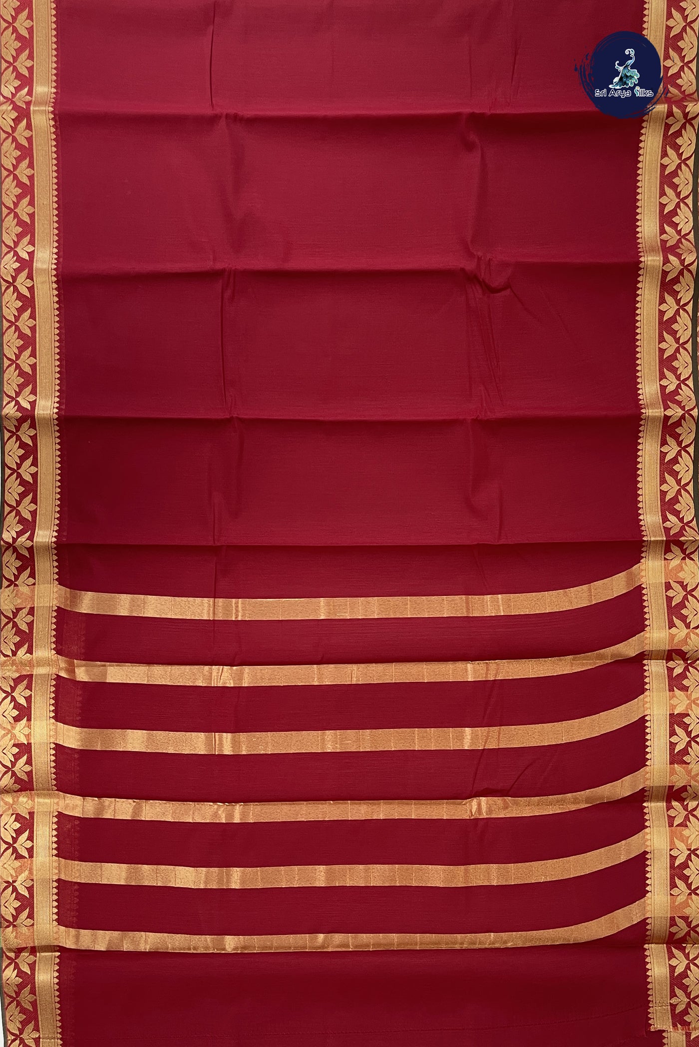 Maroon Budget Semi Silk Cotton Saree With Plain Pattern