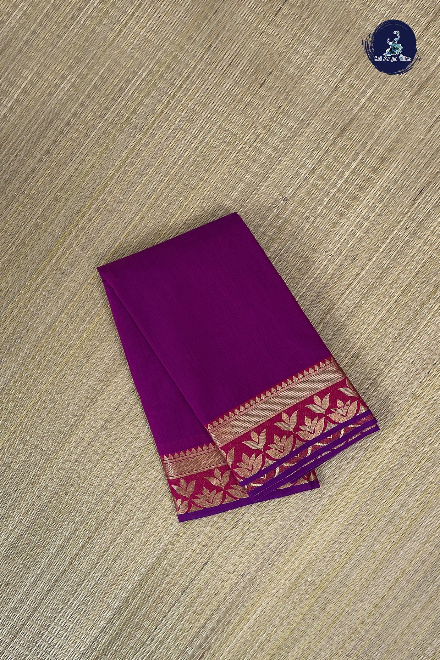 Dual Tone Purple Budget Semi Silk Cotton Saree With Plain Pattern